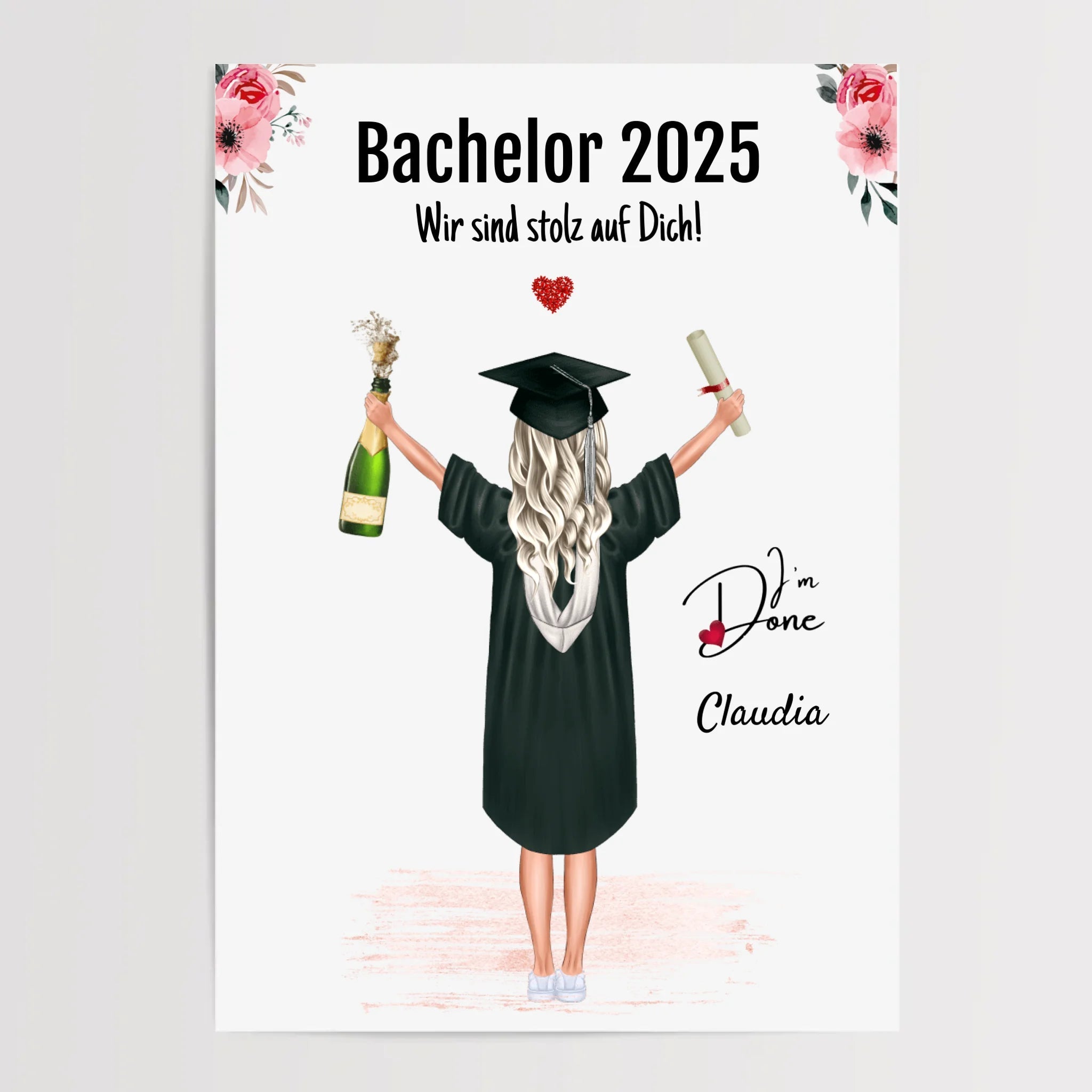 Bachelor Abschlussgeschenk Bild personalisiert für Frau - Cantty
