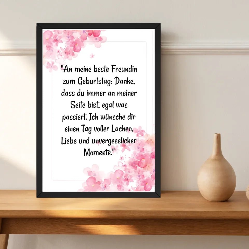 Beste Freundin Geburtstag Spruch Poster Geschenk personalisiert - Cantty