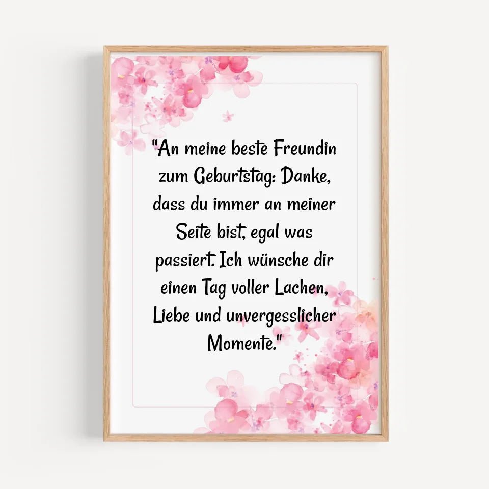Beste Freundin Geburtstag Spruch Poster Geschenk personalisiert - Cantty