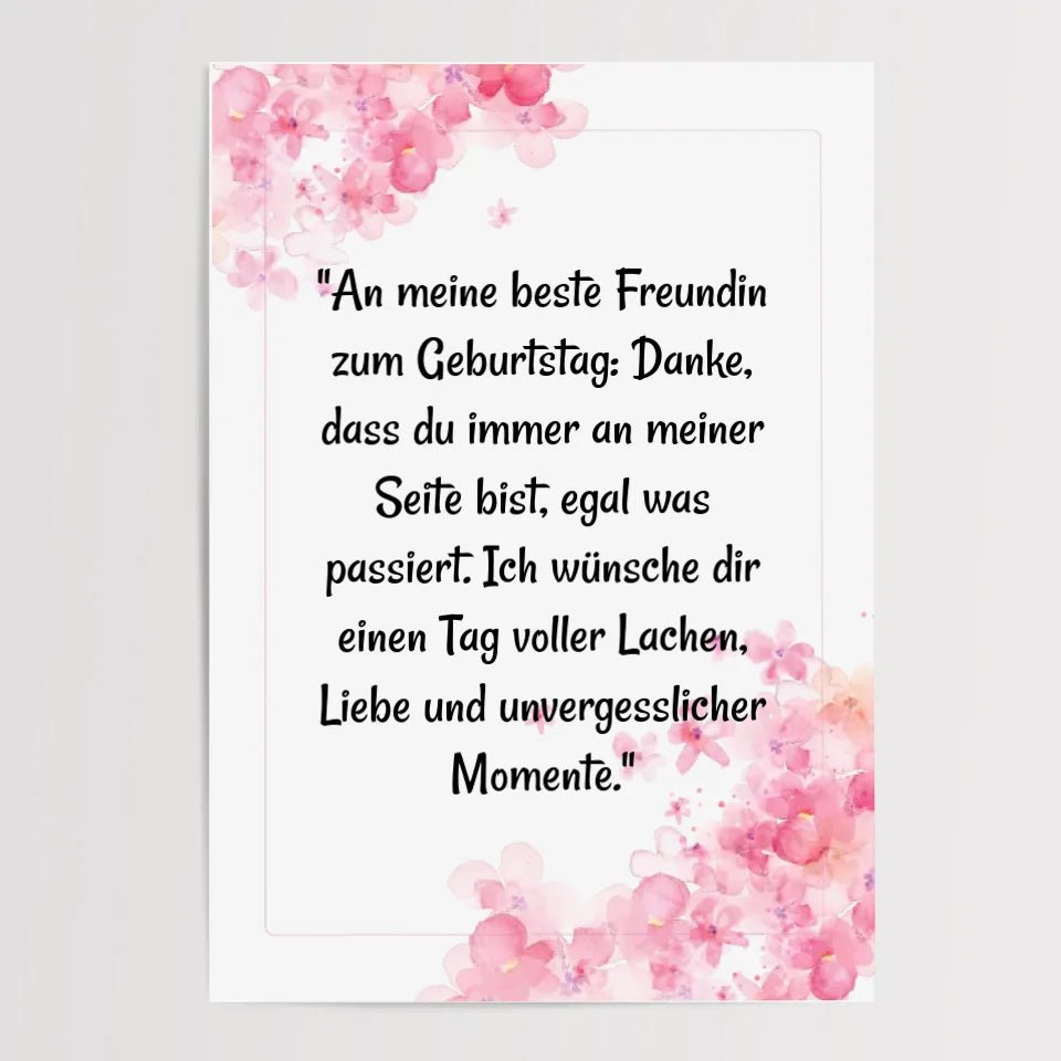 Beste Freundin Geburtstag Spruch Poster Geschenk personalisiert - Cantty