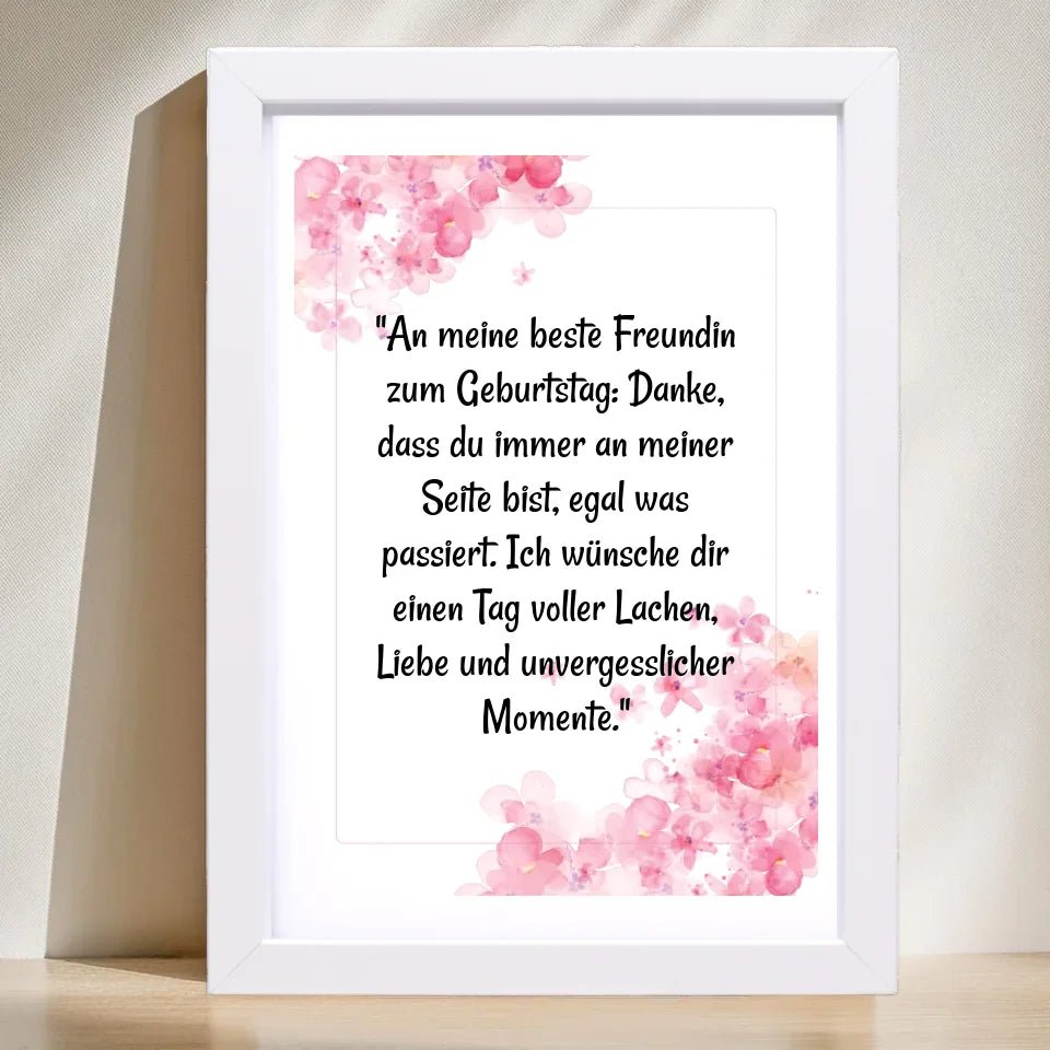 Beste Freundin Geburtstag Spruch Poster Geschenk personalisiert - Cantty