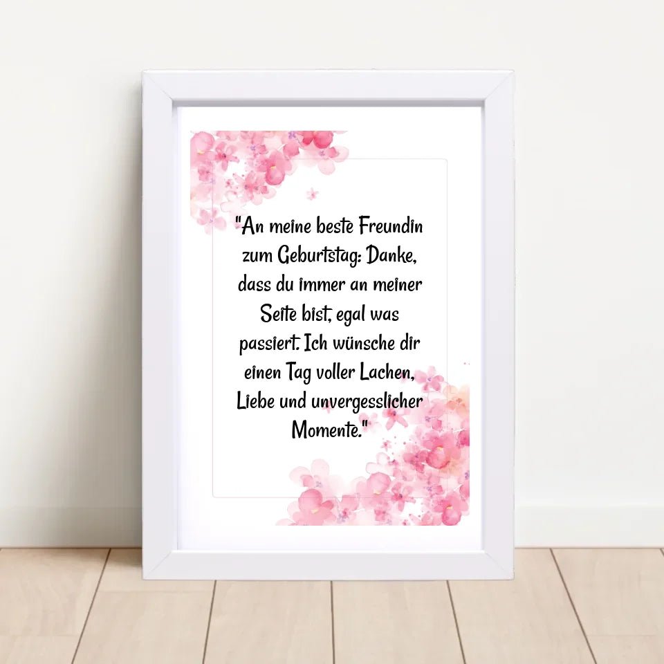 Beste Freundin Geburtstag Spruch Poster Geschenk personalisiert - Cantty