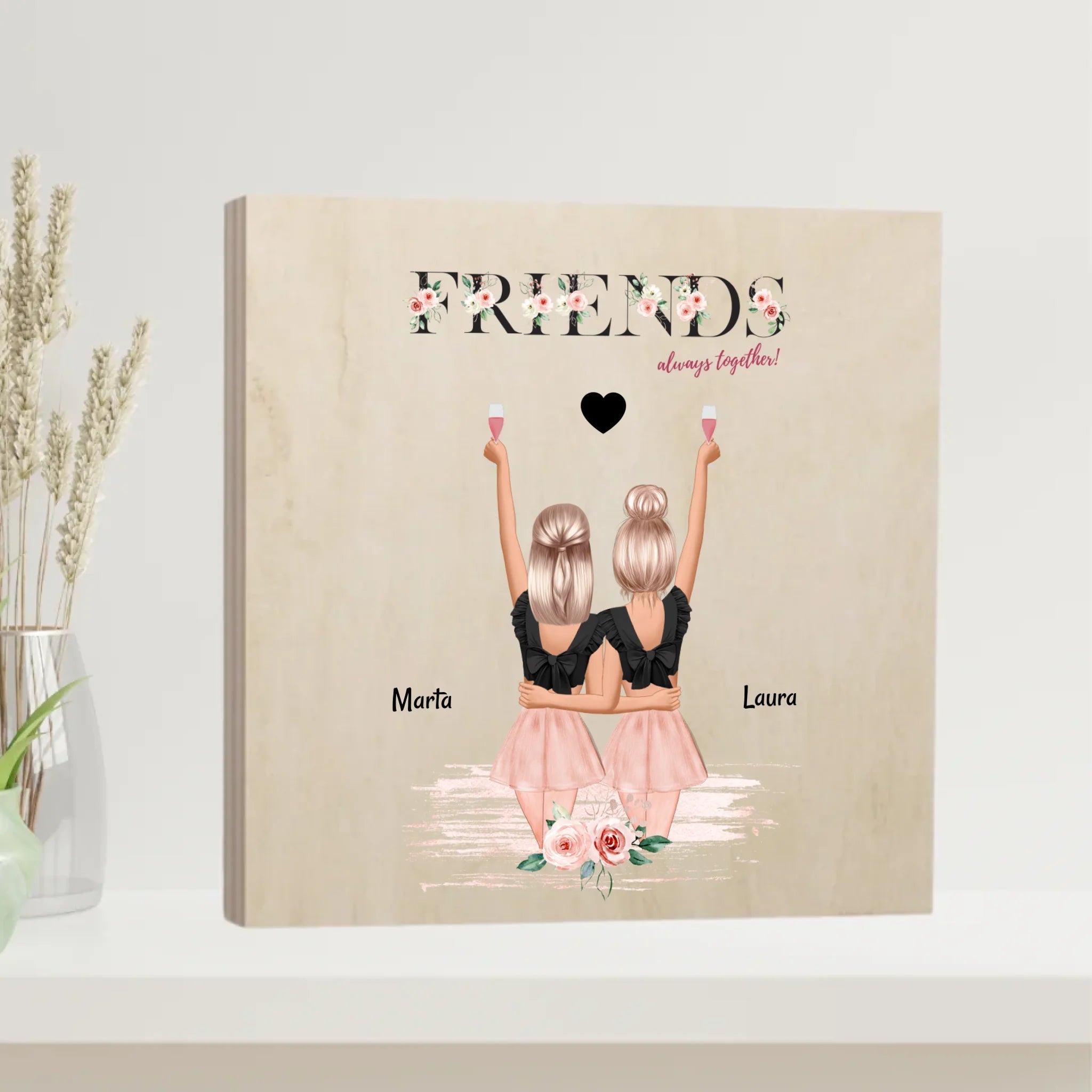 Beste Freundin Geschenk Holzdruck Bild personalisiert - Cantty