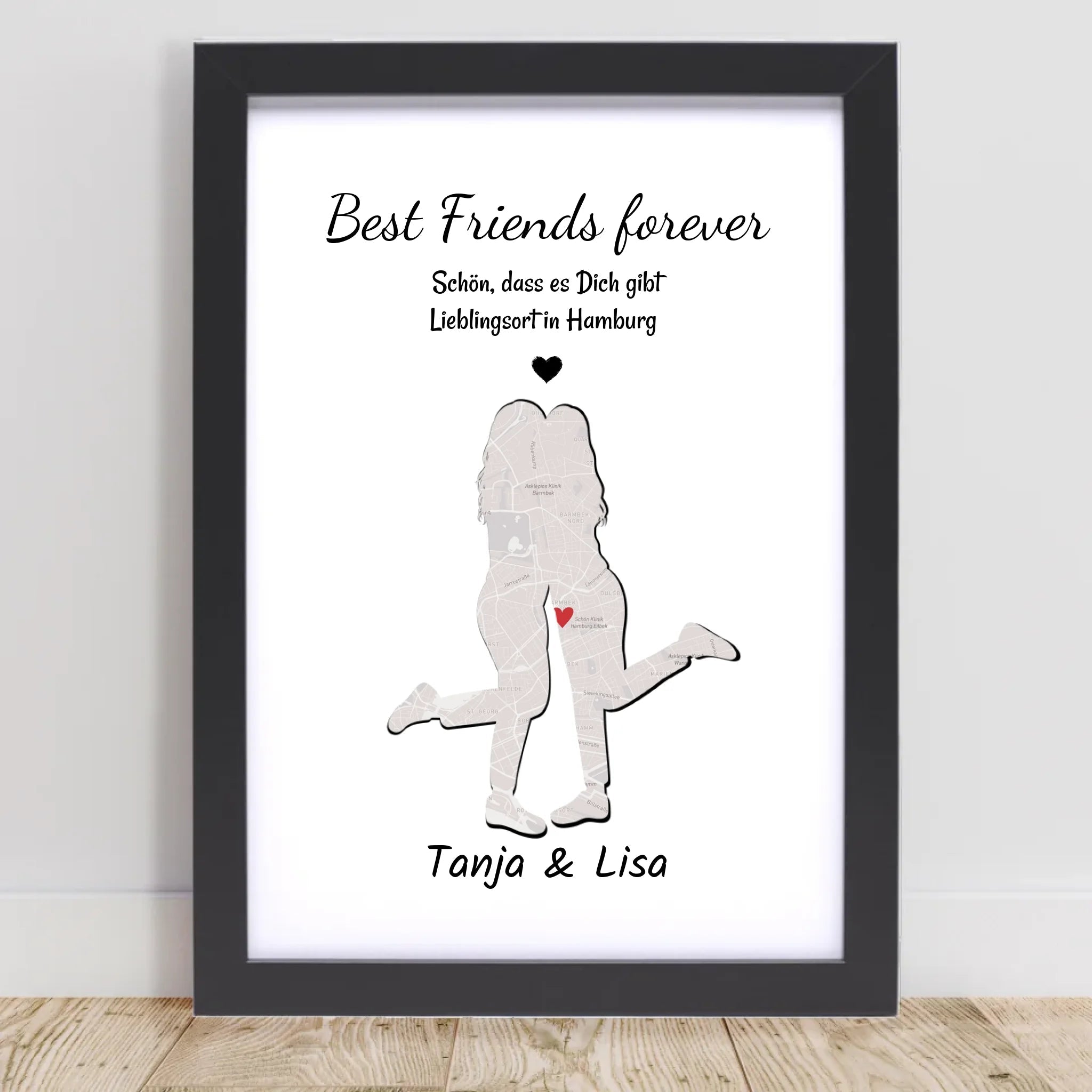 Beste Freundin STadtkarte Koordinatenposter Lieblingsort Geschenk personalisiert - Cantty