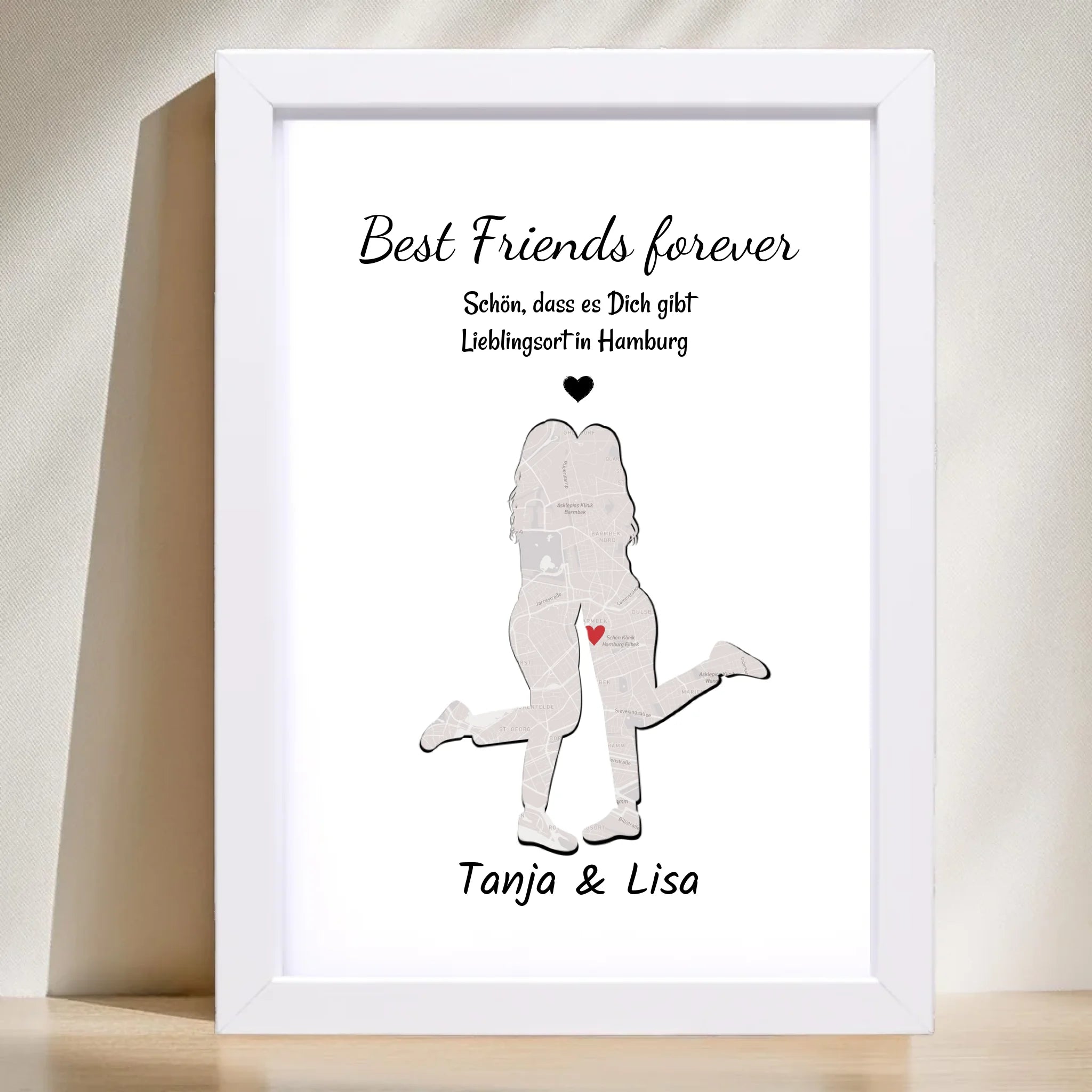 Beste Freundin STadtkarte Koordinatenposter Lieblingsort Geschenk personalisiert - Cantty