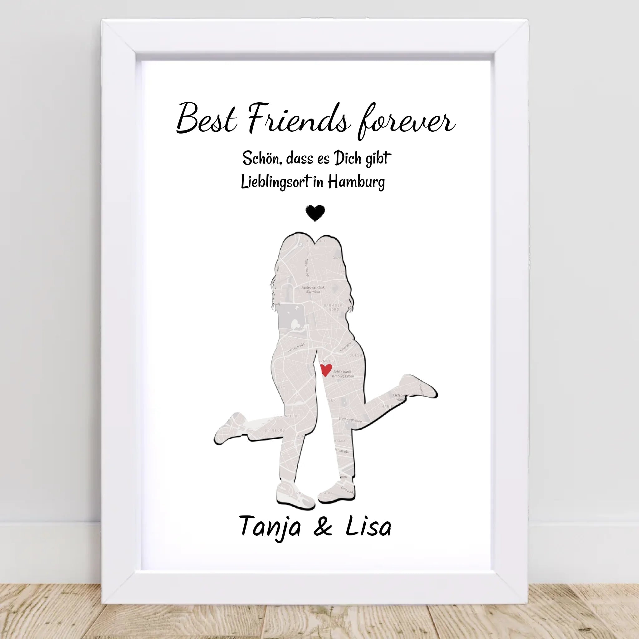 Beste Freundin STadtkarte Koordinatenposter Lieblingsort Geschenk personalisiert - Cantty