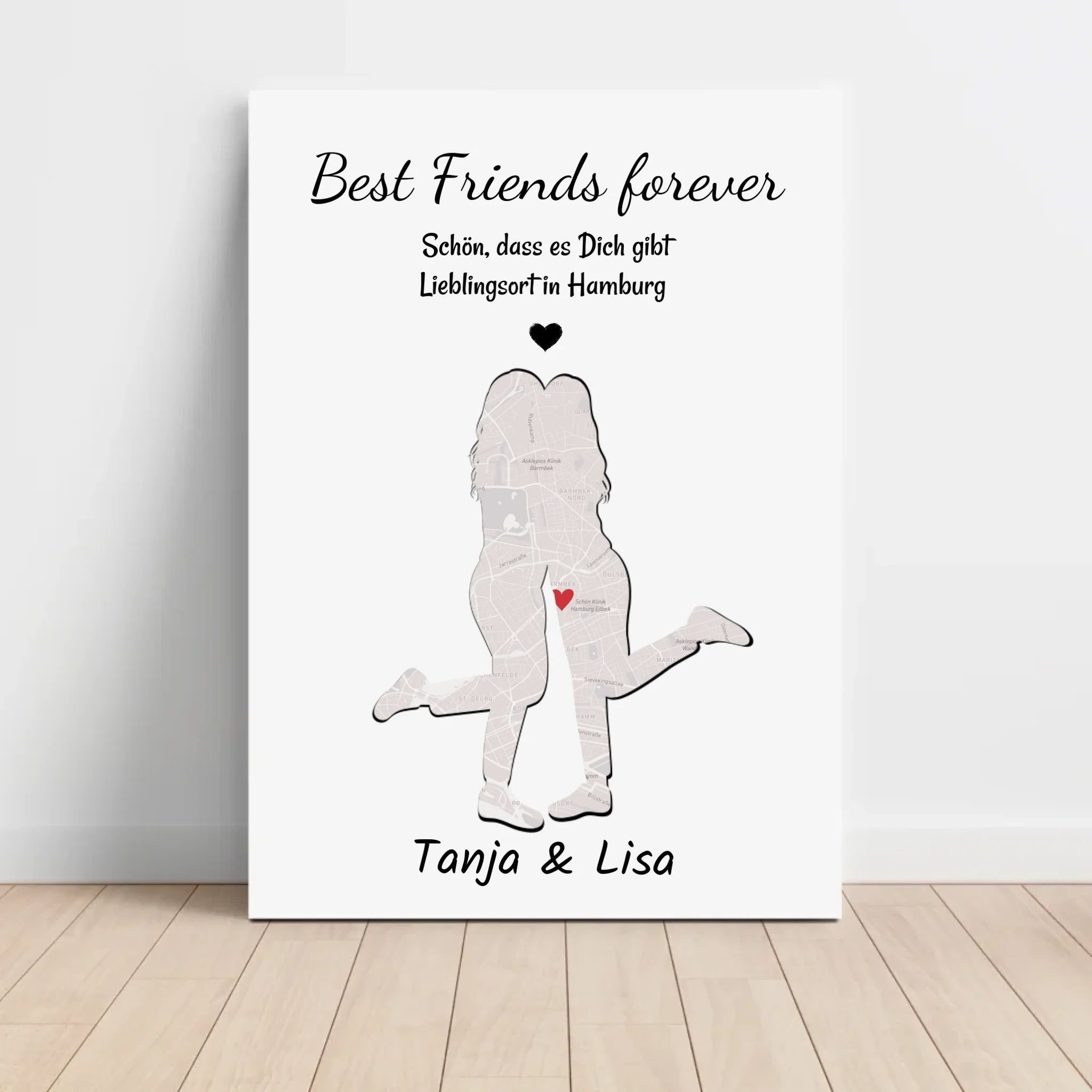 Beste Freundin STadtkarte Koordinatenposter Lieblingsort Geschenk personalisiert - Cantty