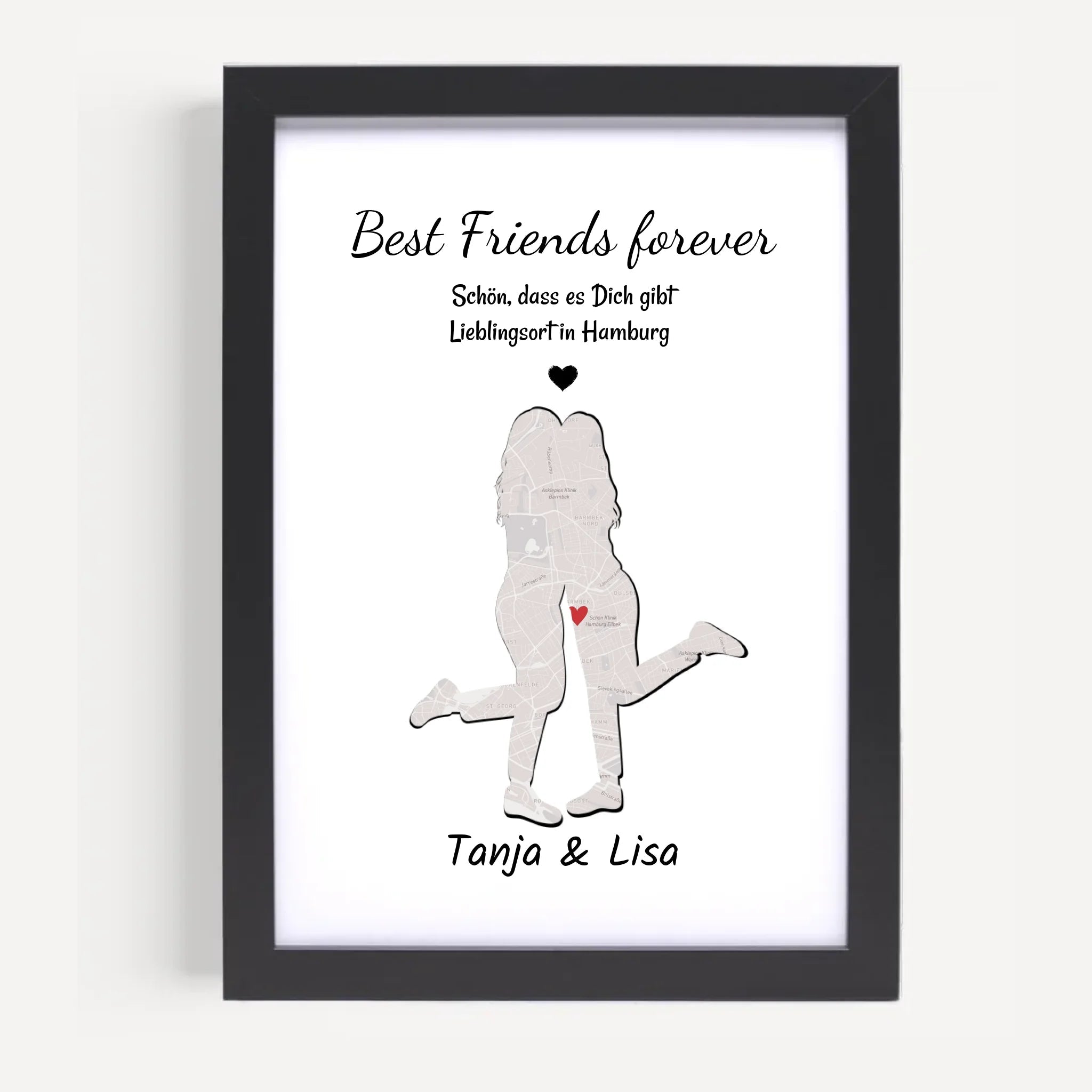 Beste Freundin STadtkarte Koordinatenposter Lieblingsort Geschenk personalisiert - Cantty