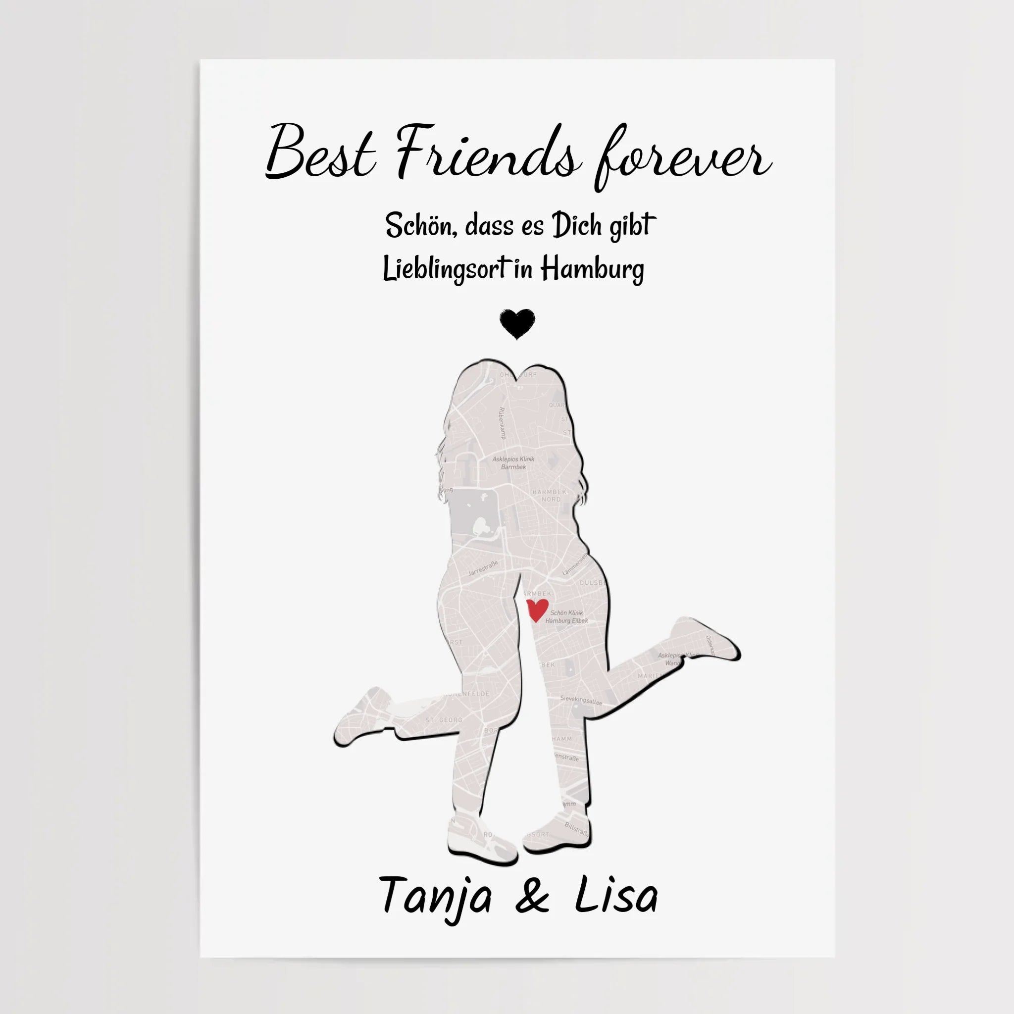Beste Freundin STadtkarte Koordinatenposter Lieblingsort Geschenk personalisiert - Cantty
