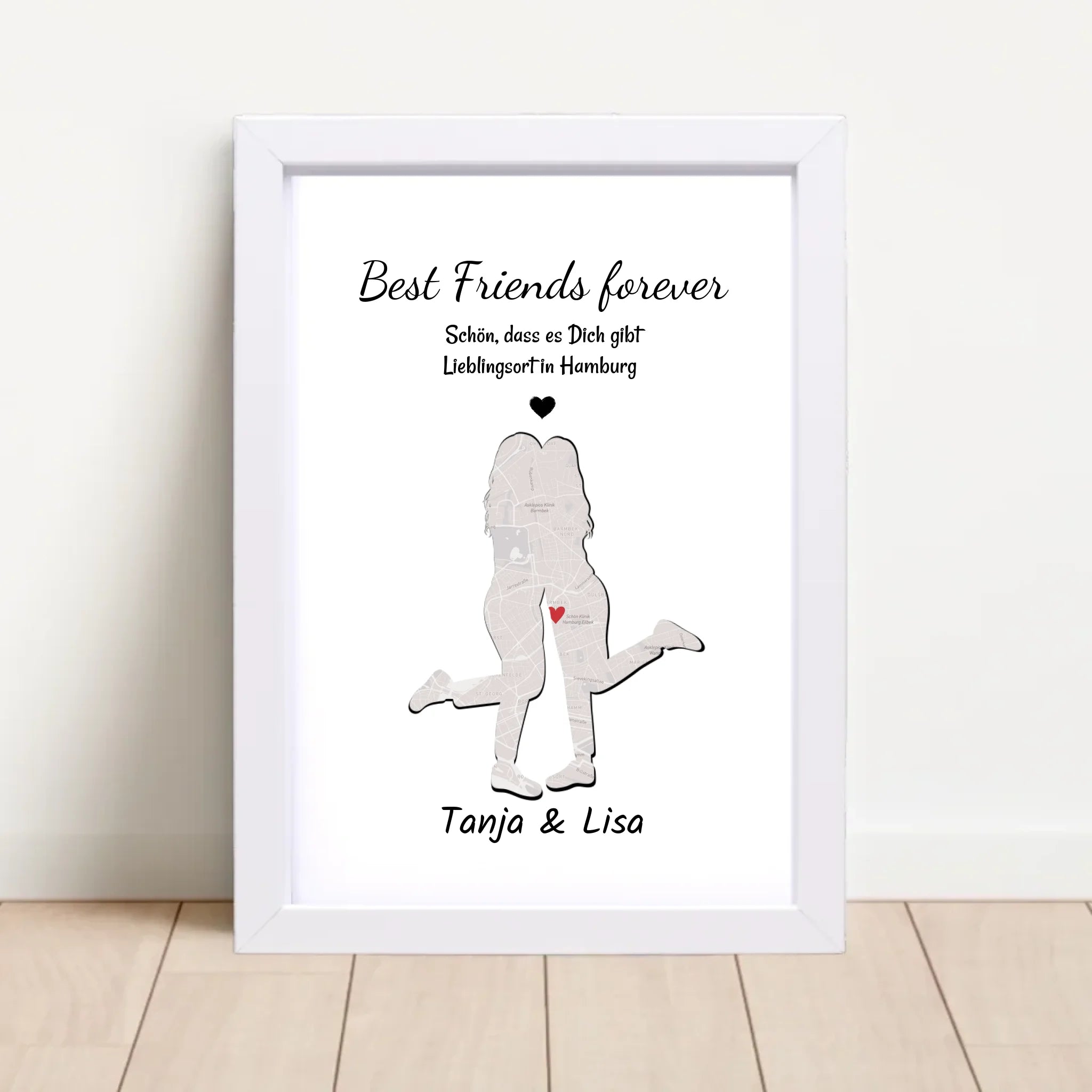 Beste Freundin STadtkarte Koordinatenposter Lieblingsort Geschenk personalisiert - Cantty