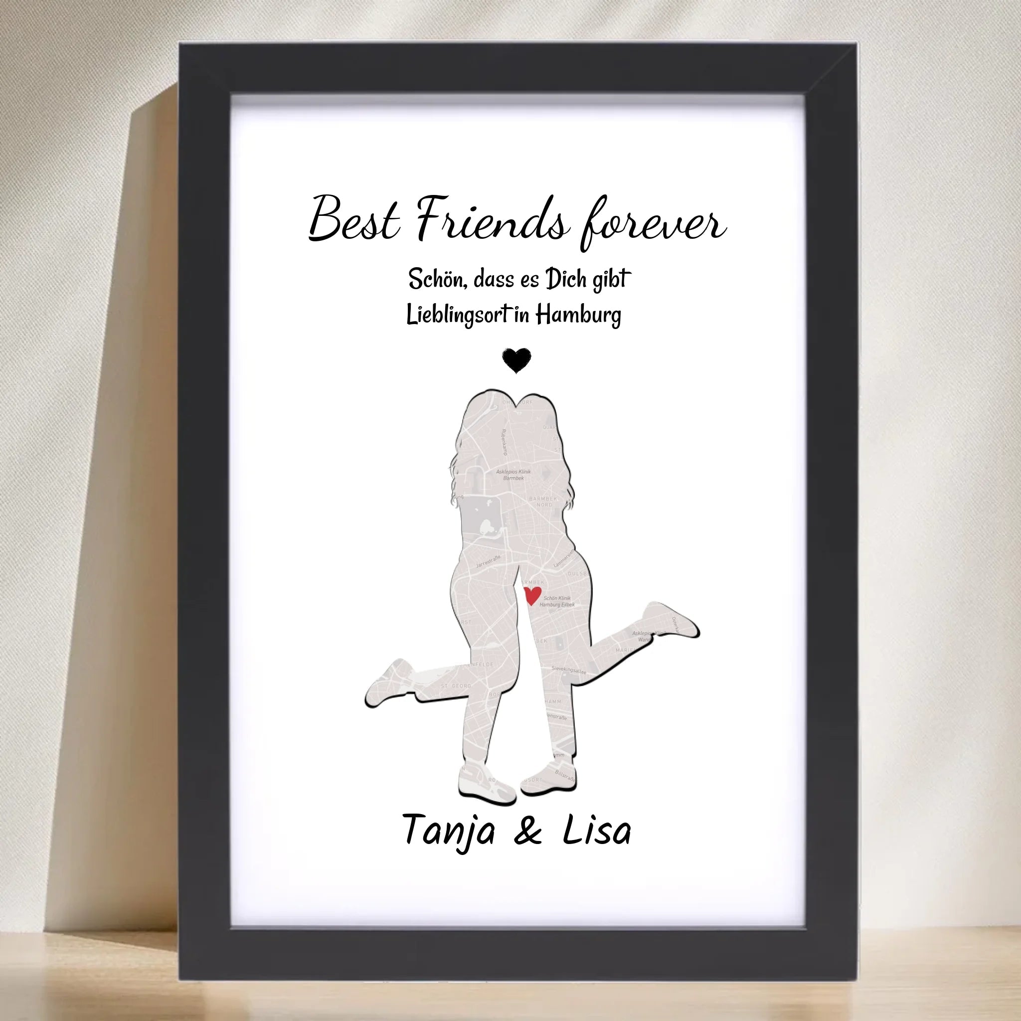 Beste Freundin STadtkarte Koordinatenposter Lieblingsort Geschenk personalisiert - Cantty