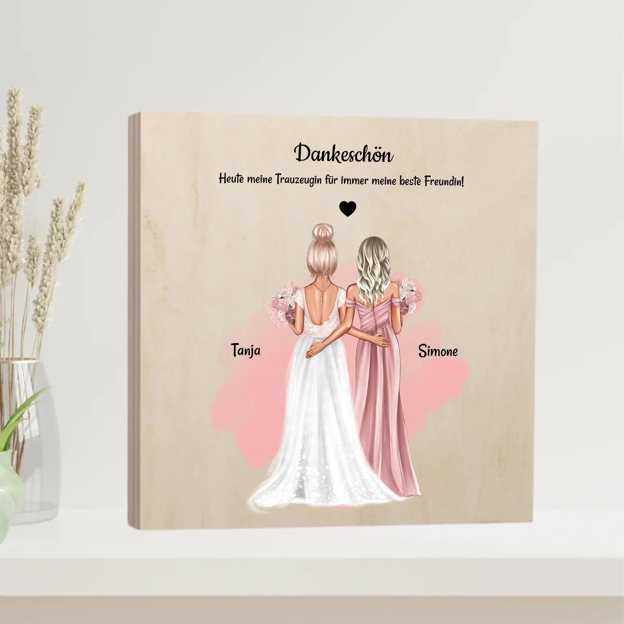 Beste Trauzeugin Dankeschön Holzdruck Geschenk personalisiert - Cantty