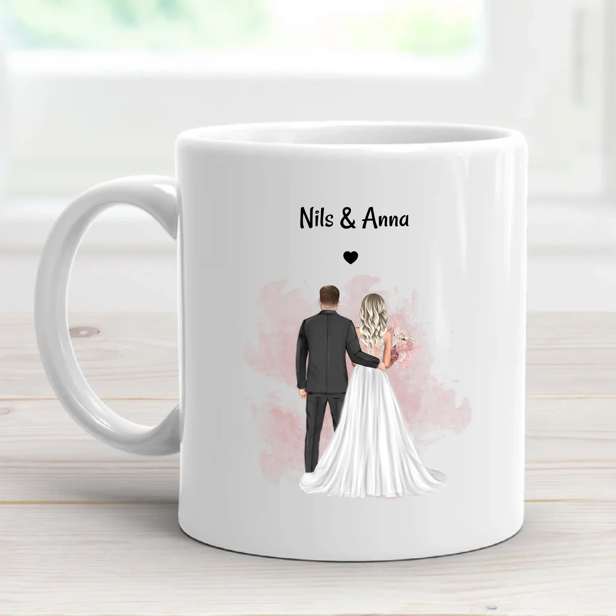 Brautpaar Geschenk Tasse mit Namen bedrucken - Cantty
