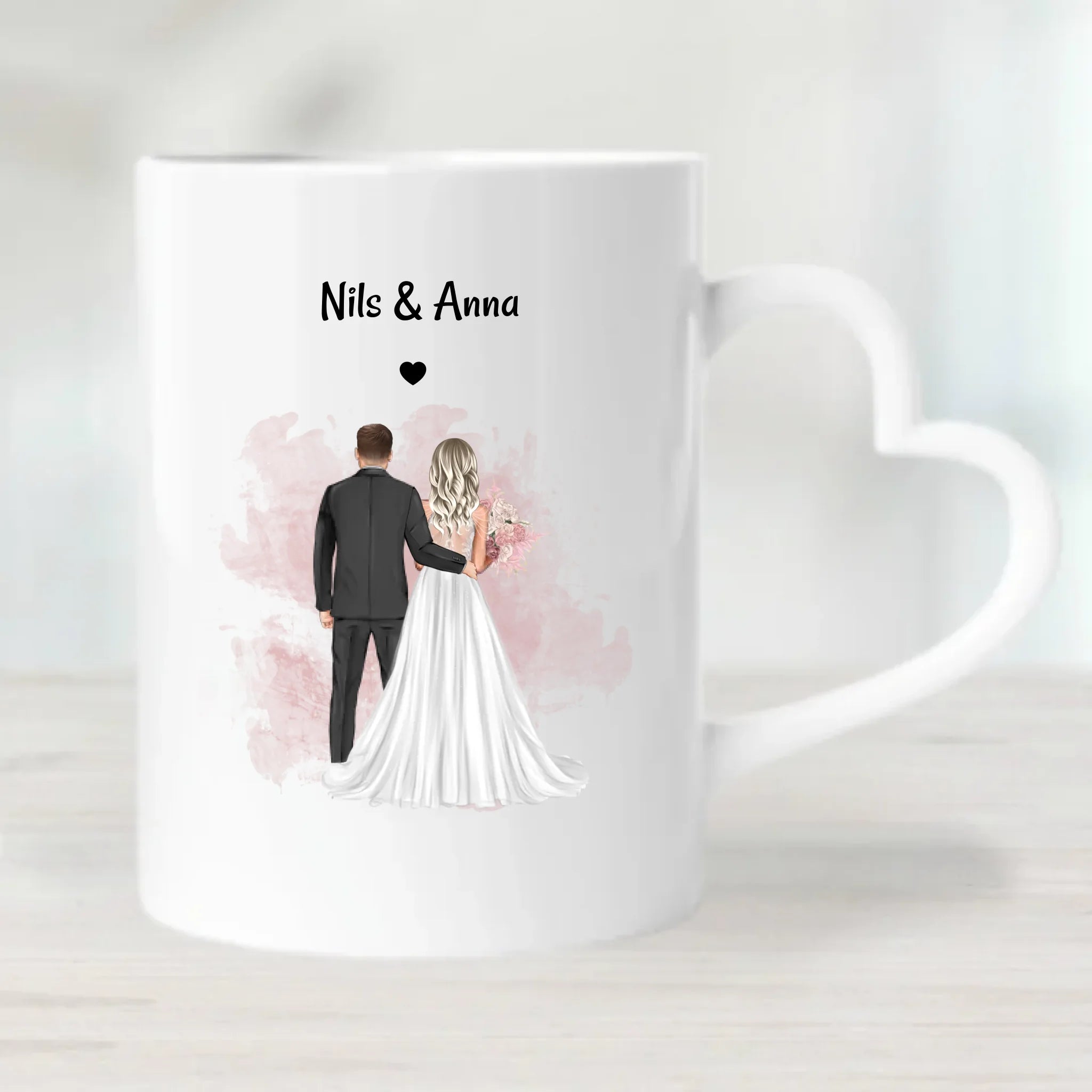 Brautpaar Geschenk Tasse mit Namen bedrucken - Cantty