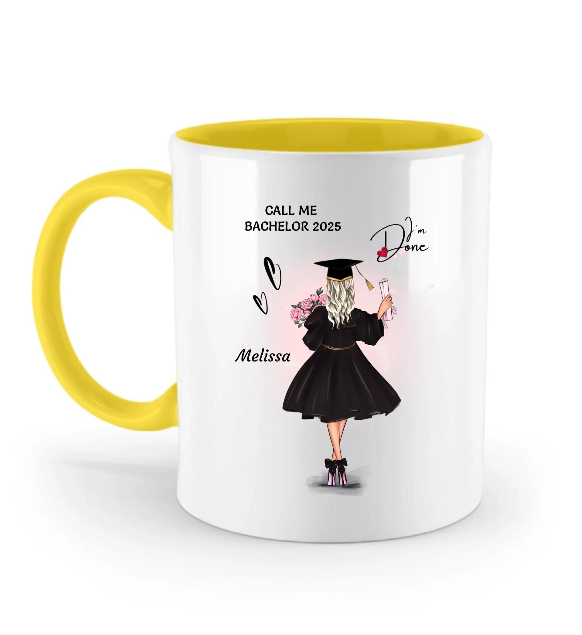 Call me Bachelor Tasse Mädchen Geschenk zum Abschluss personalisiert - Cantty