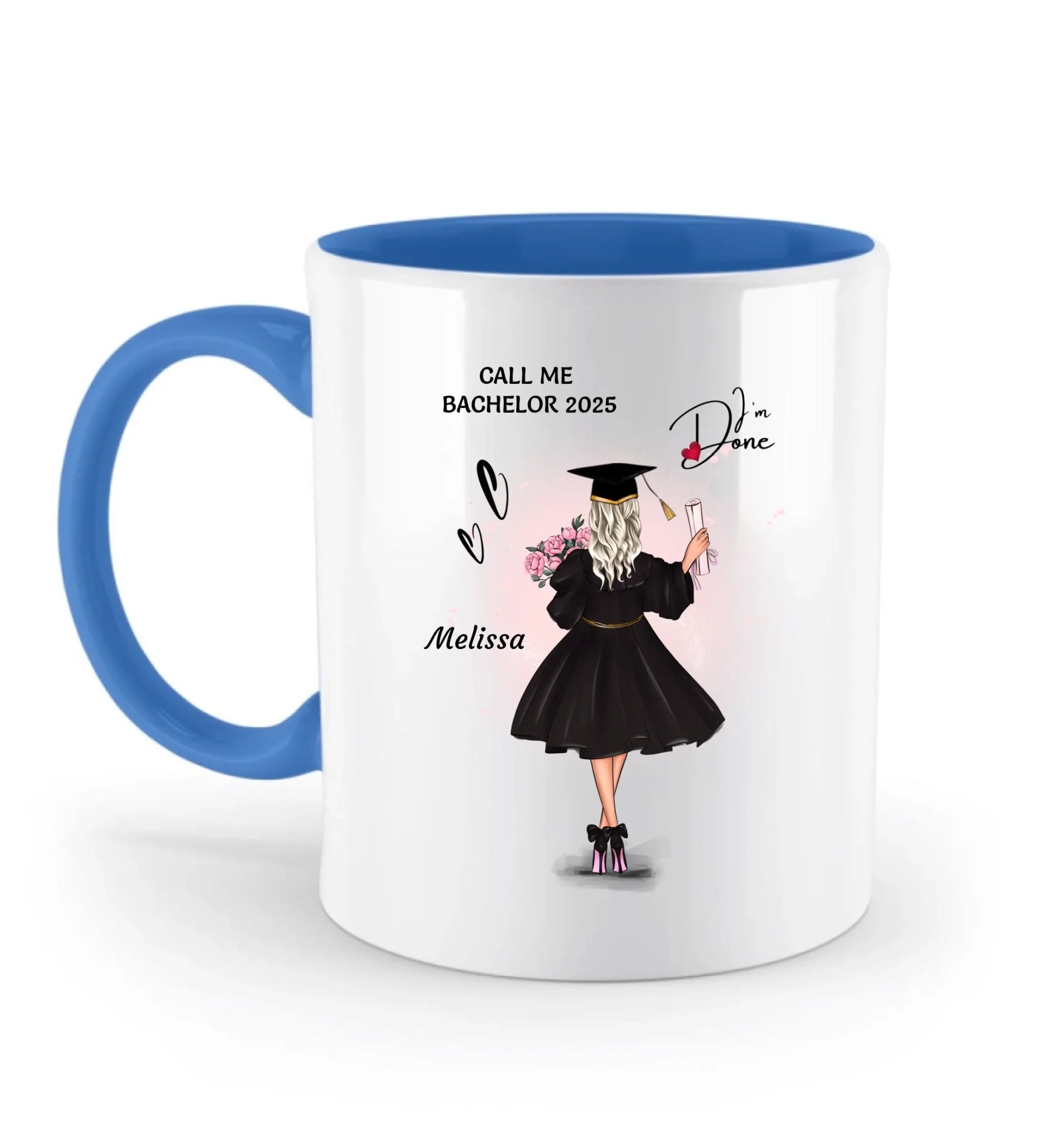 Call me Bachelor Tasse Mädchen Geschenk zum Abschluss personalisiert - Cantty