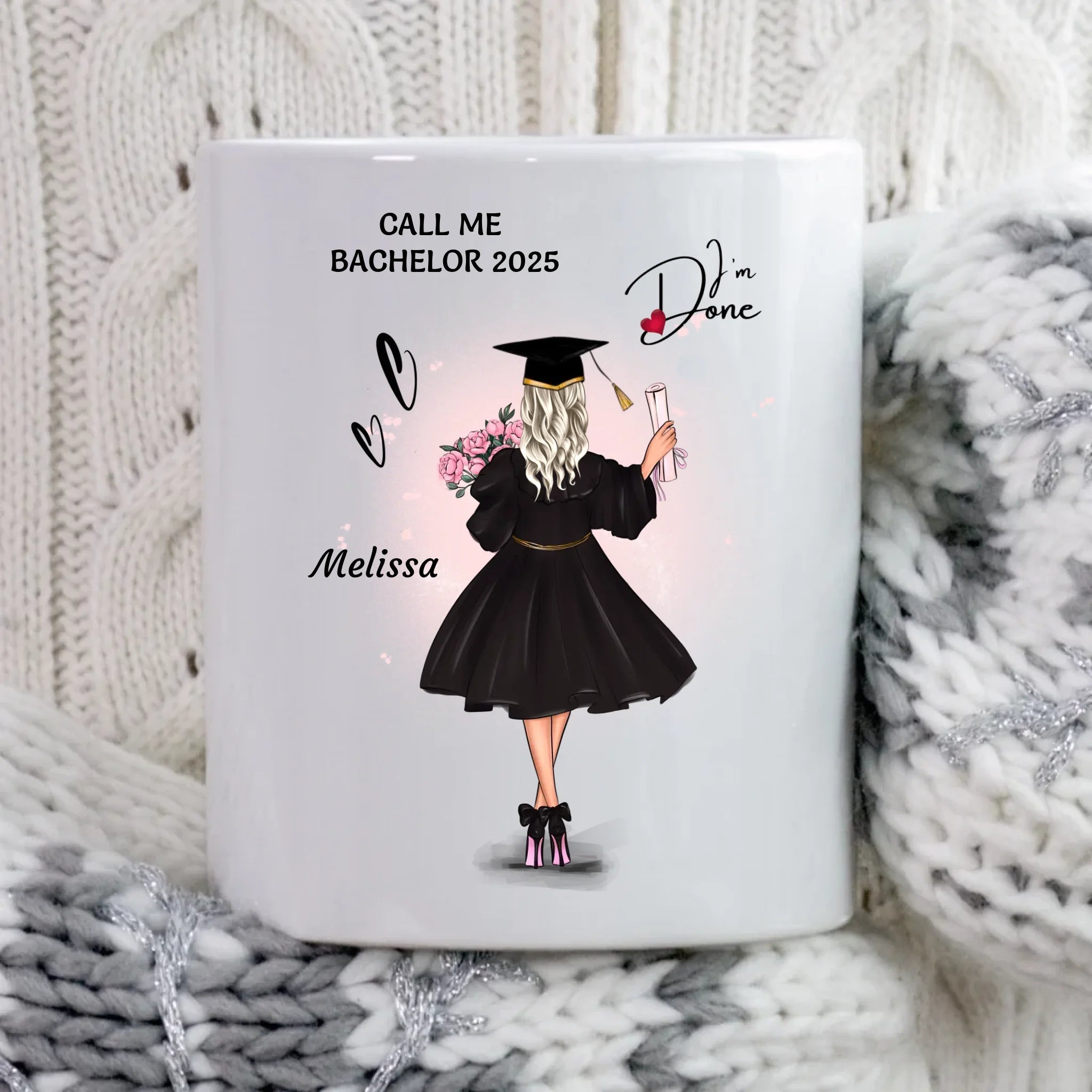 Call me Bachelor Tasse Mädchen Geschenk zum Abschluss personalisiert - Cantty