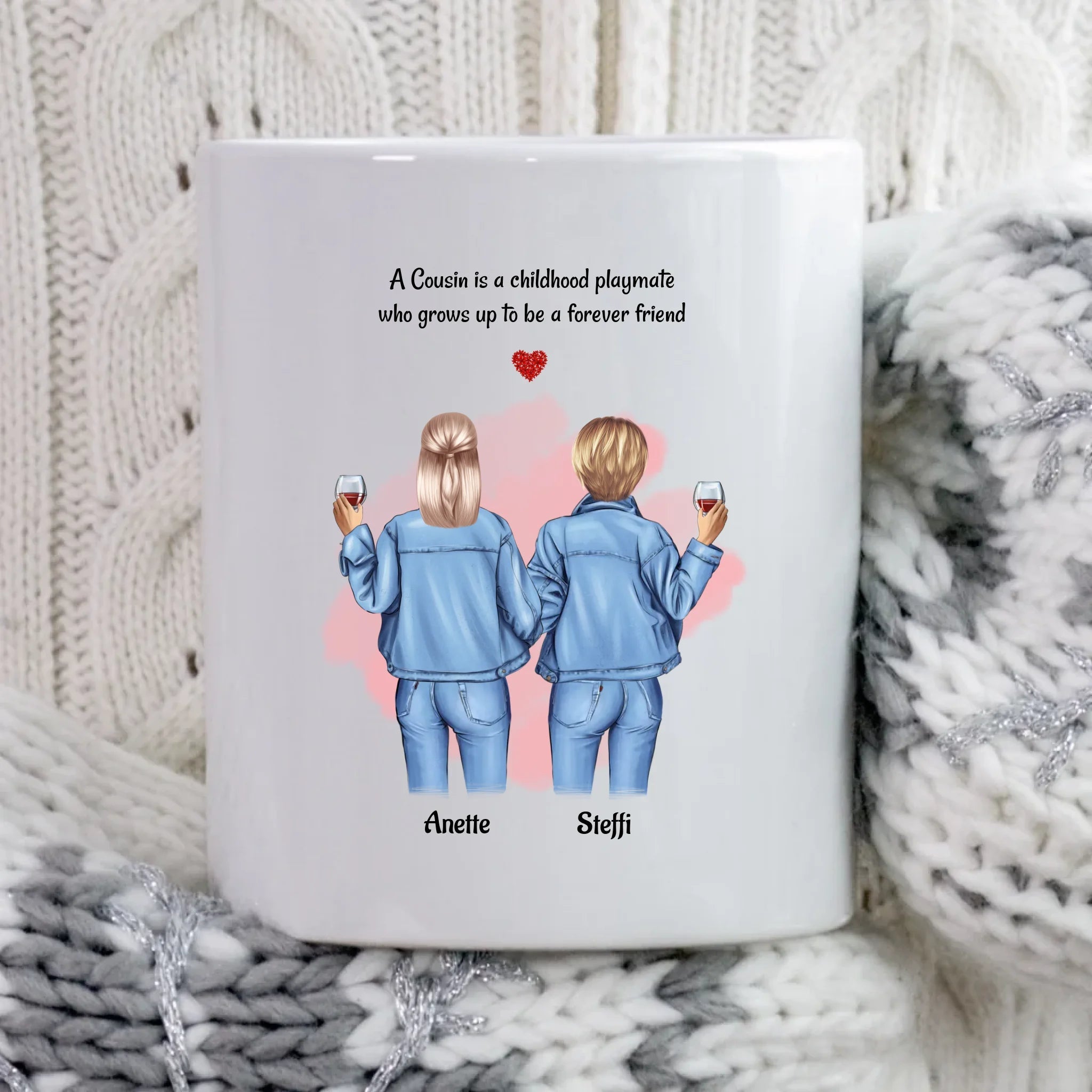 Cousine Herztasse Geschenk Geburtstag & Weihnachten personalisiert - Cantty