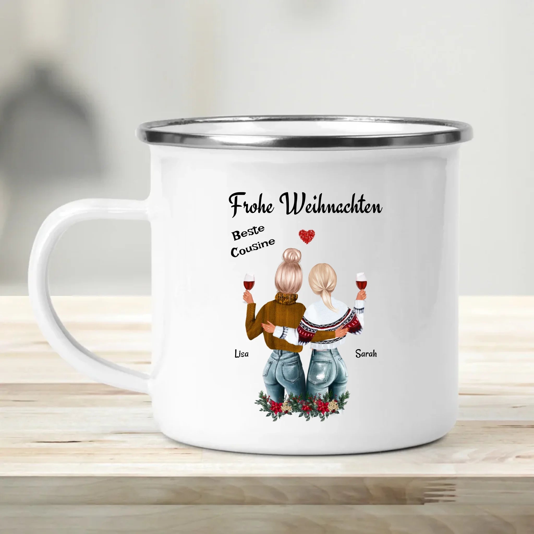Cousine Kaffeetasse & Emaille Tasse Weihnachtsgeschenk - Cantty