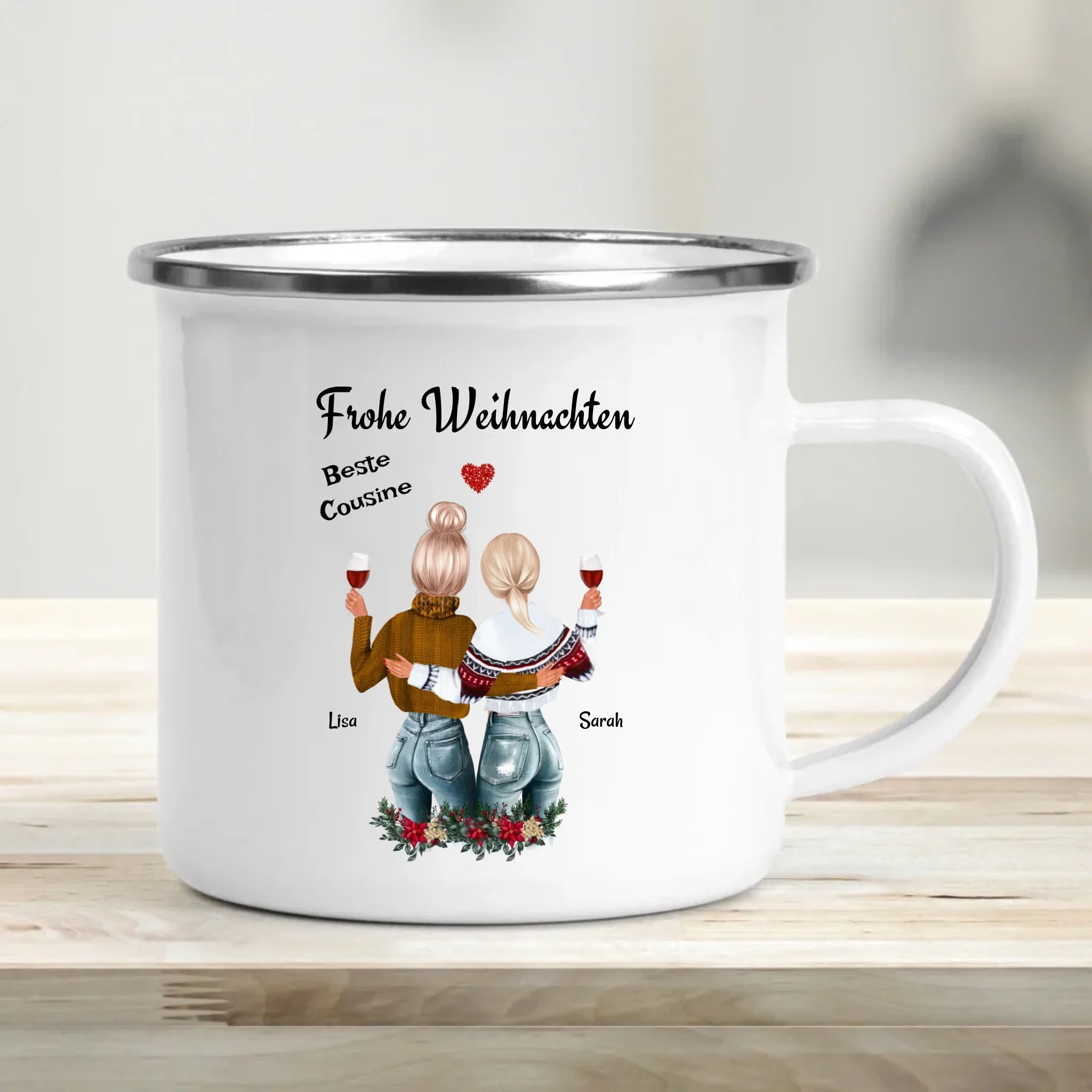 Cousine Kaffeetasse & Emaille Tasse Weihnachtsgeschenk - Cantty
