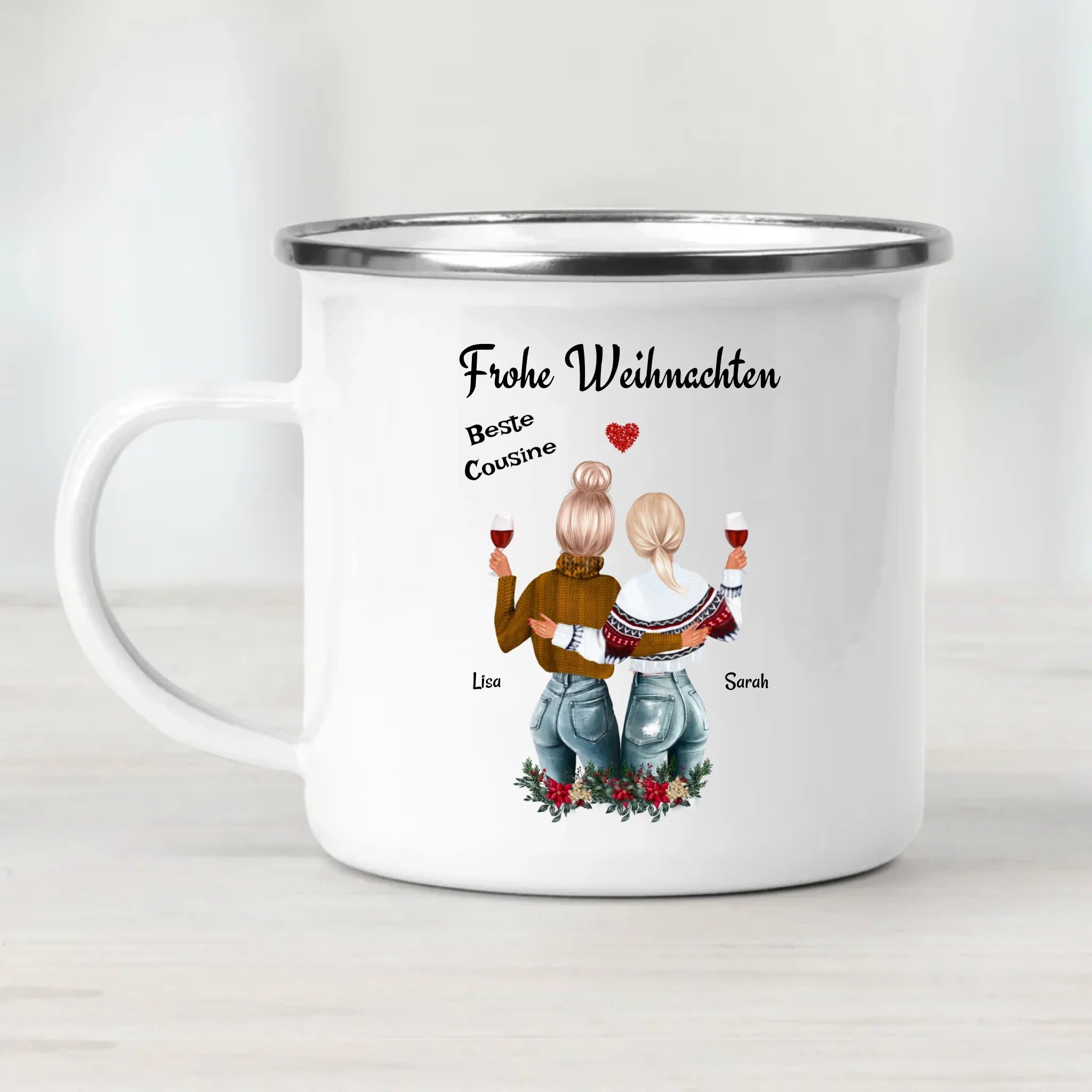 Cousine Kaffeetasse & Emaille Tasse Weihnachtsgeschenk - Cantty