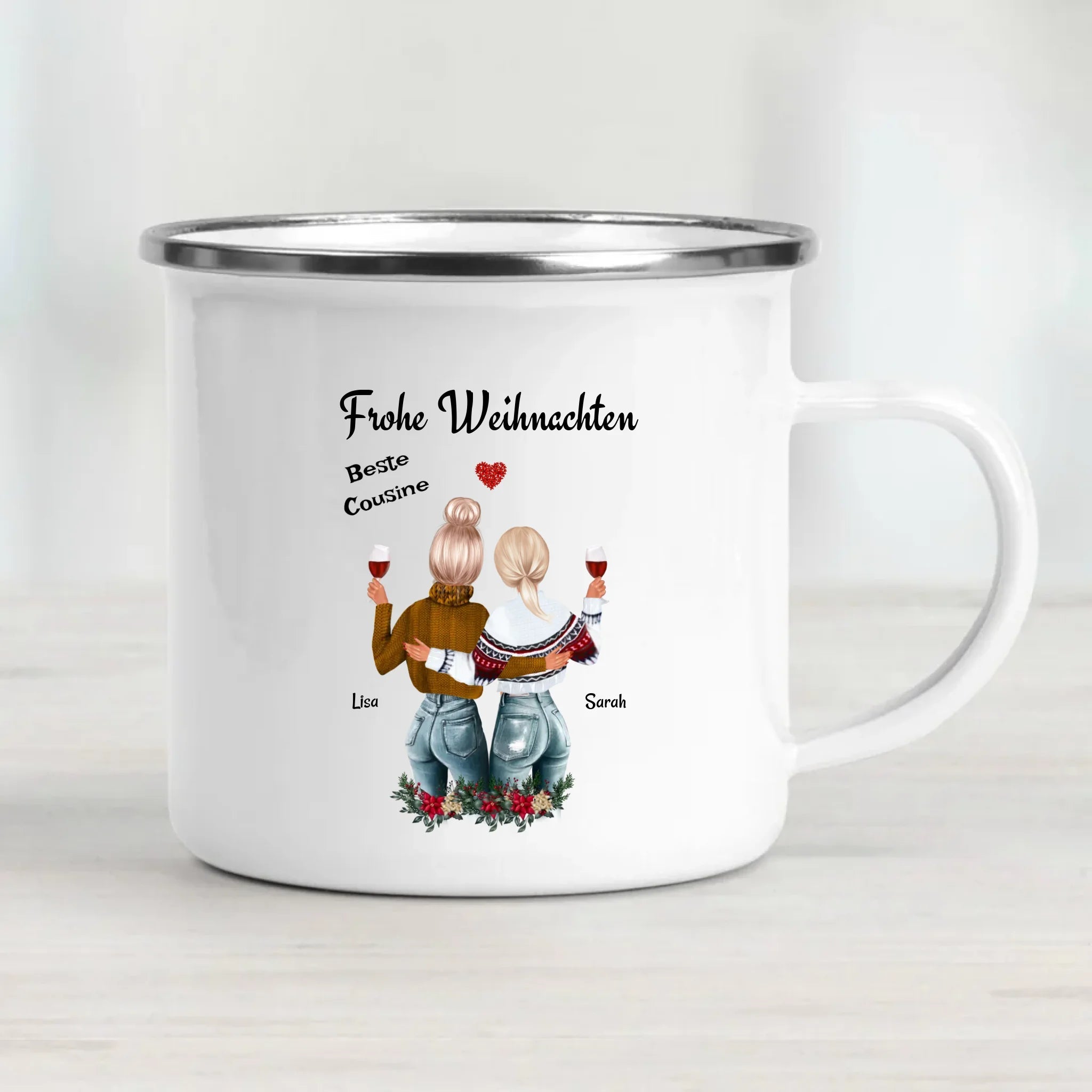 Cousine Kaffeetasse & Emaille Tasse Weihnachtsgeschenk - Cantty