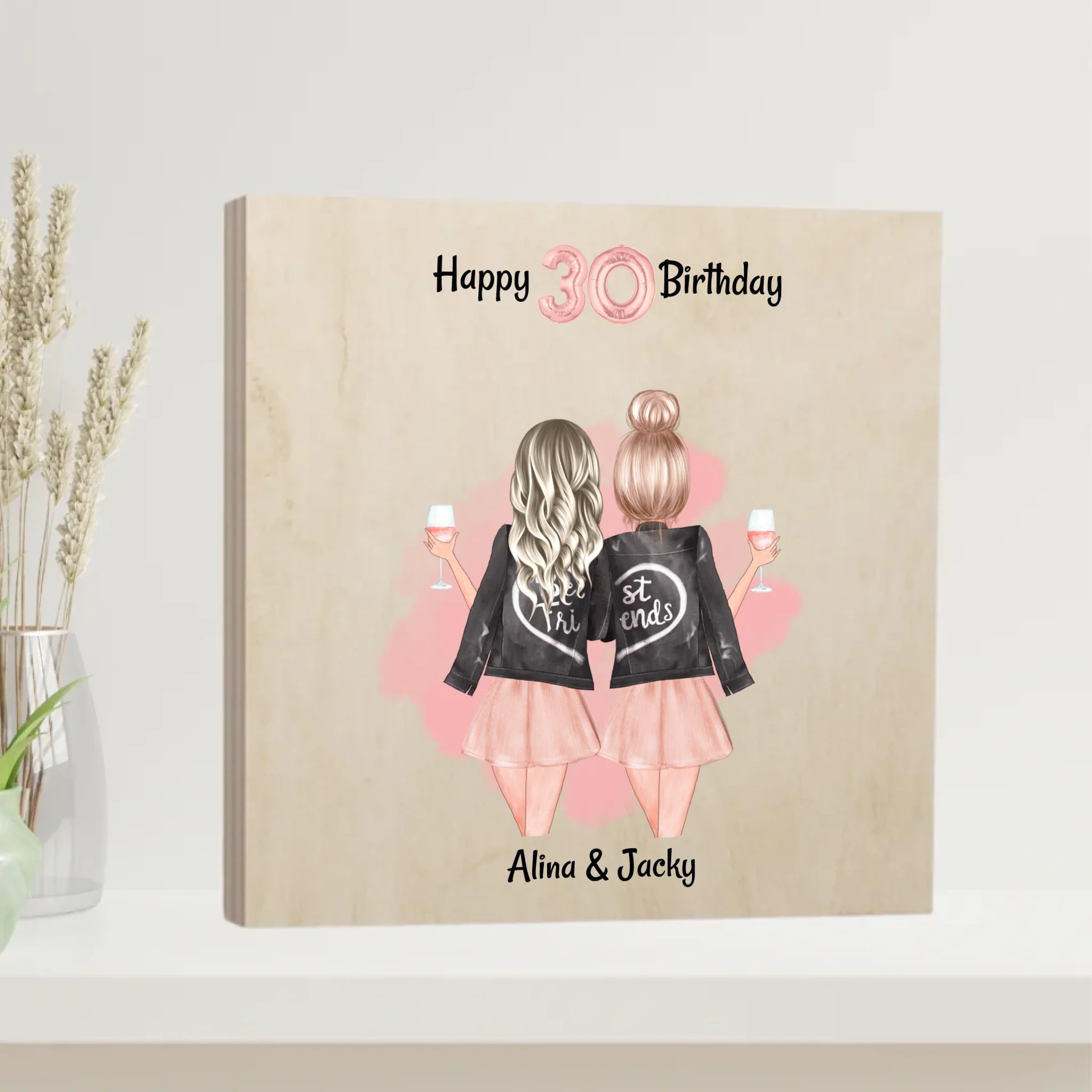 Cousine, Schwester & beste Freundin 30. Geburtstag Bild Holzdruck - Cantty