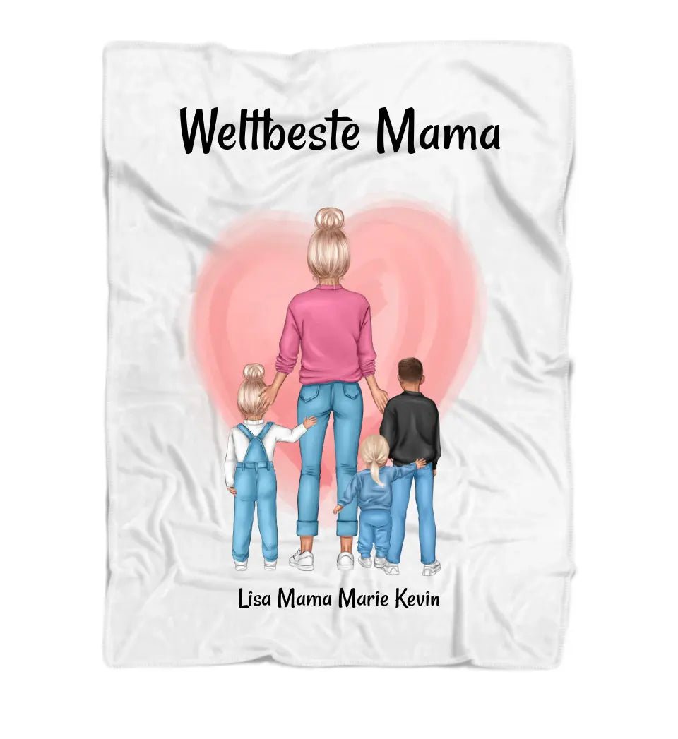 Decke Muttertagsgeschenk personalisiert mit Mama Kinder Bild - Cantty