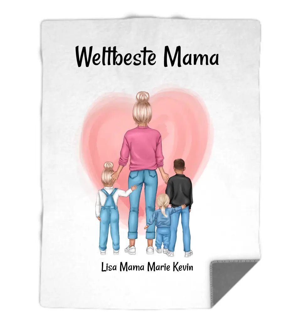 Decke Muttertagsgeschenk personalisiert mit Mama Kinder Bild - Cantty