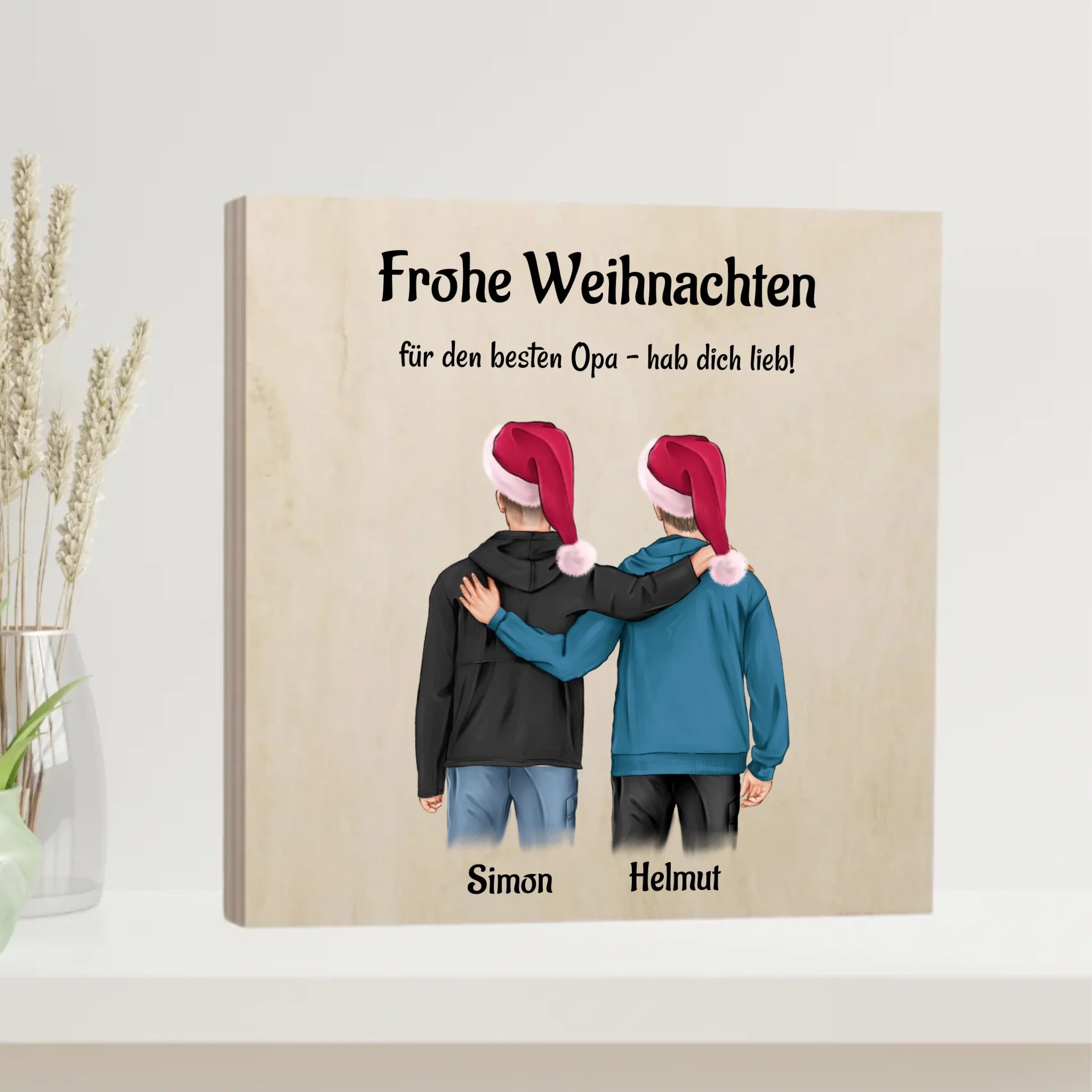 Echtholz Weihnachtsgeschenk Opa Bild personalisiert - Cantty