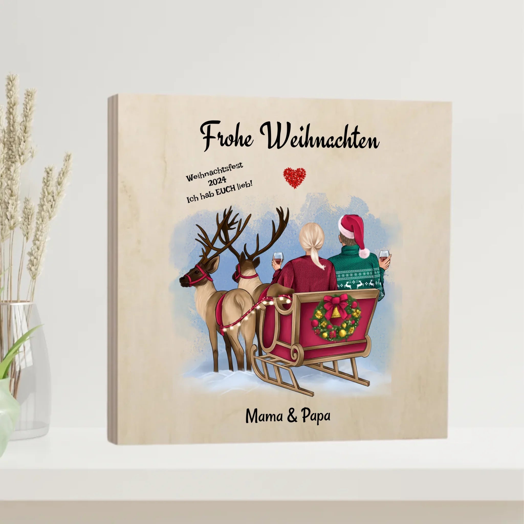 Eltern personalisiertes Weihnachtsgeschenk Holzbild - Cantty