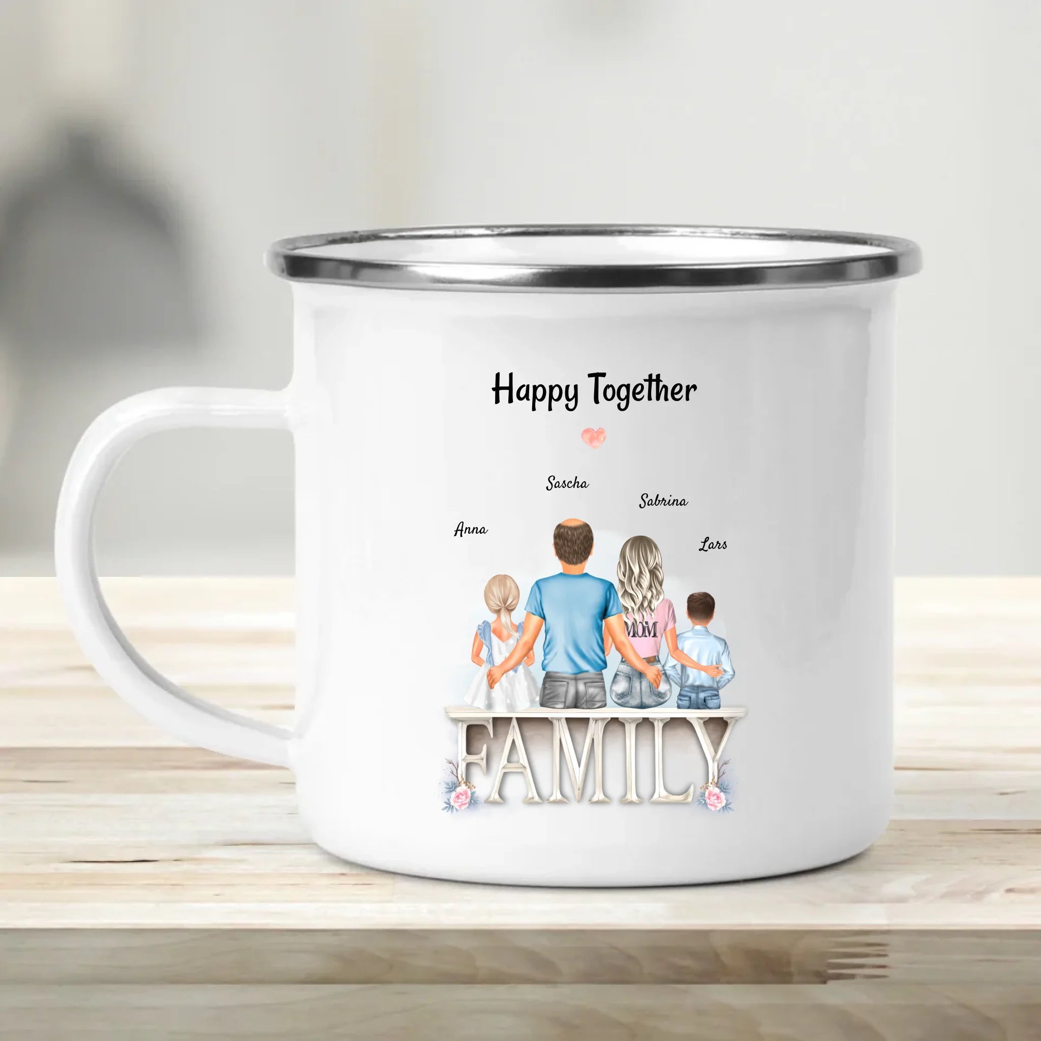 Familie Geschenk Tasse personalisiert mit Kindern - Cantty