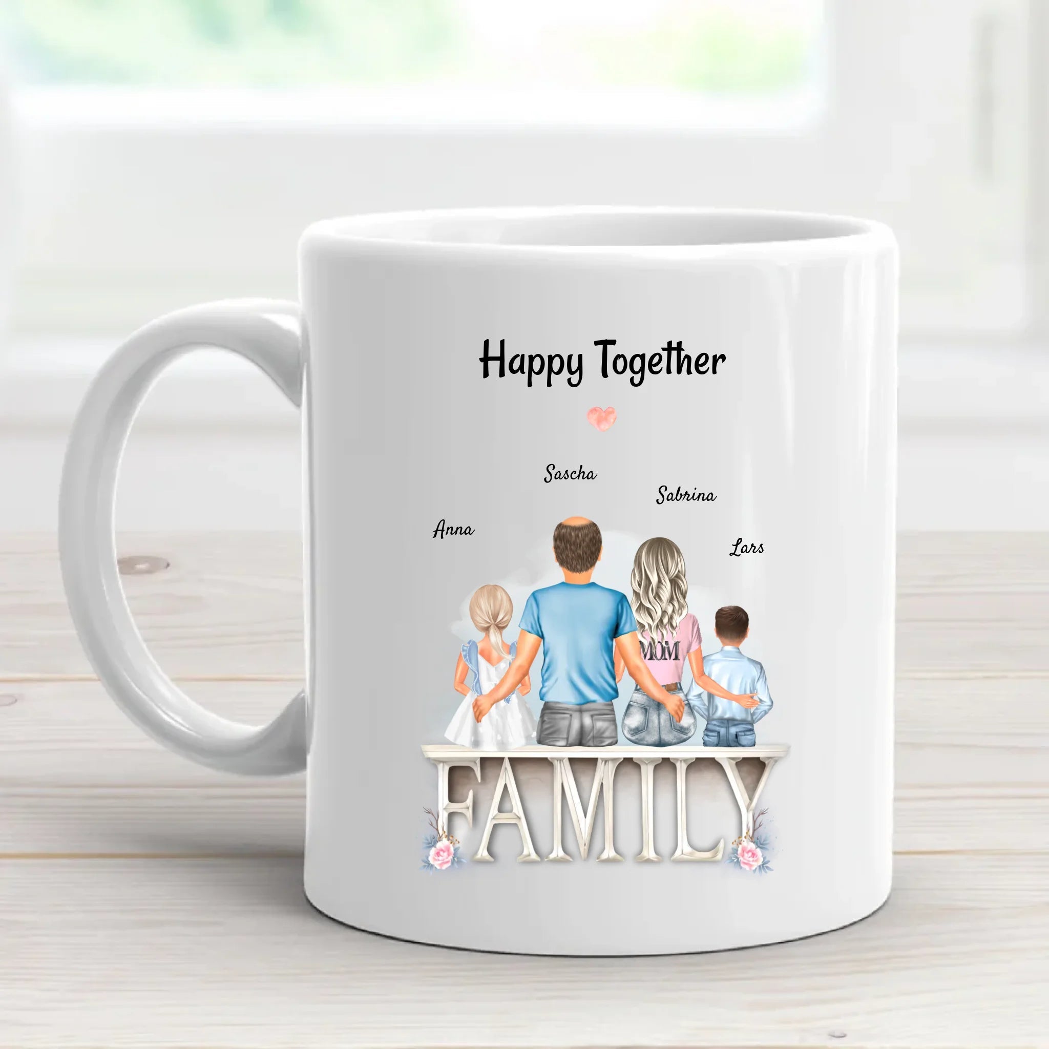 Familie Geschenk Tasse personalisiert mit Kindern - Cantty