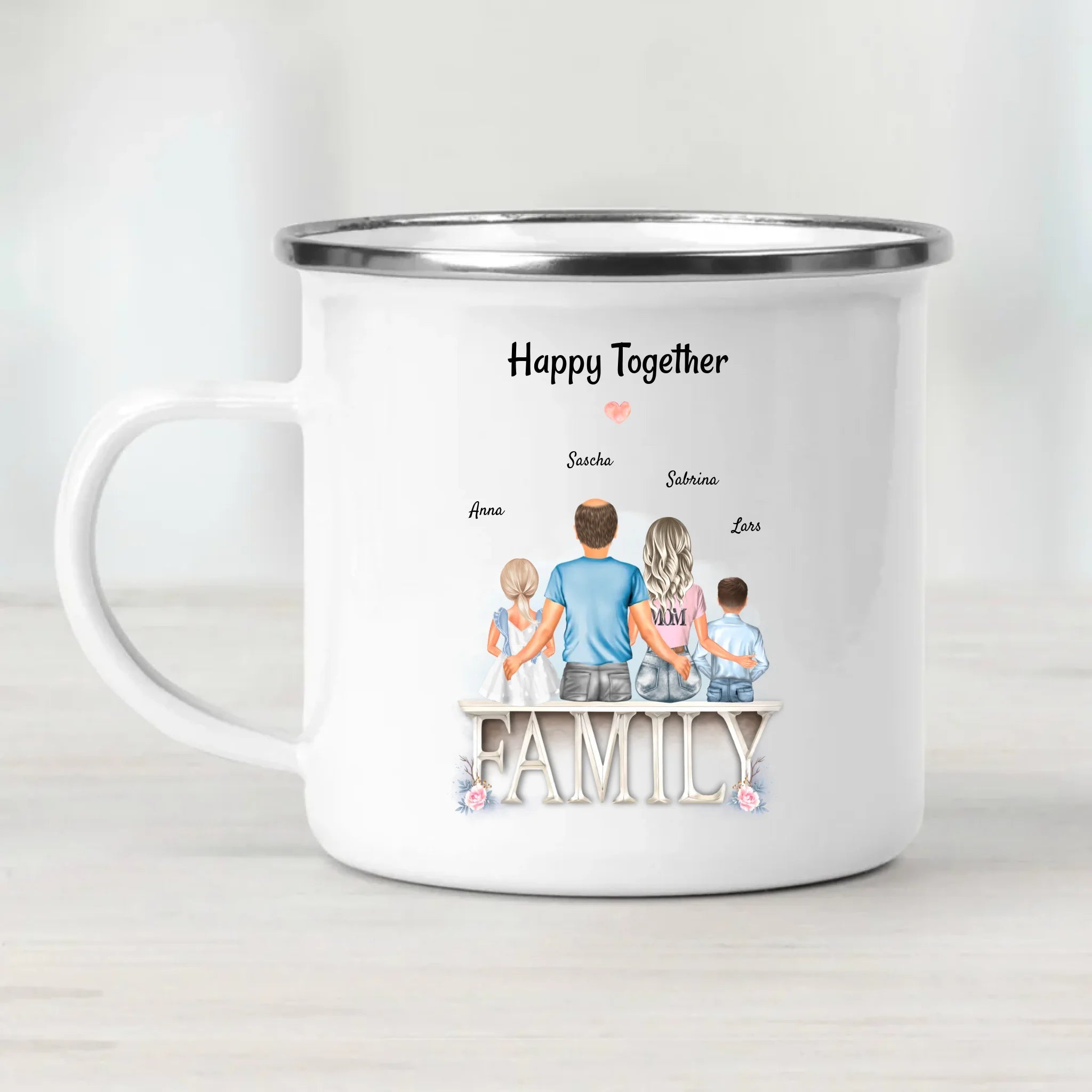 Familie Geschenk Tasse personalisiert mit Kindern - Cantty