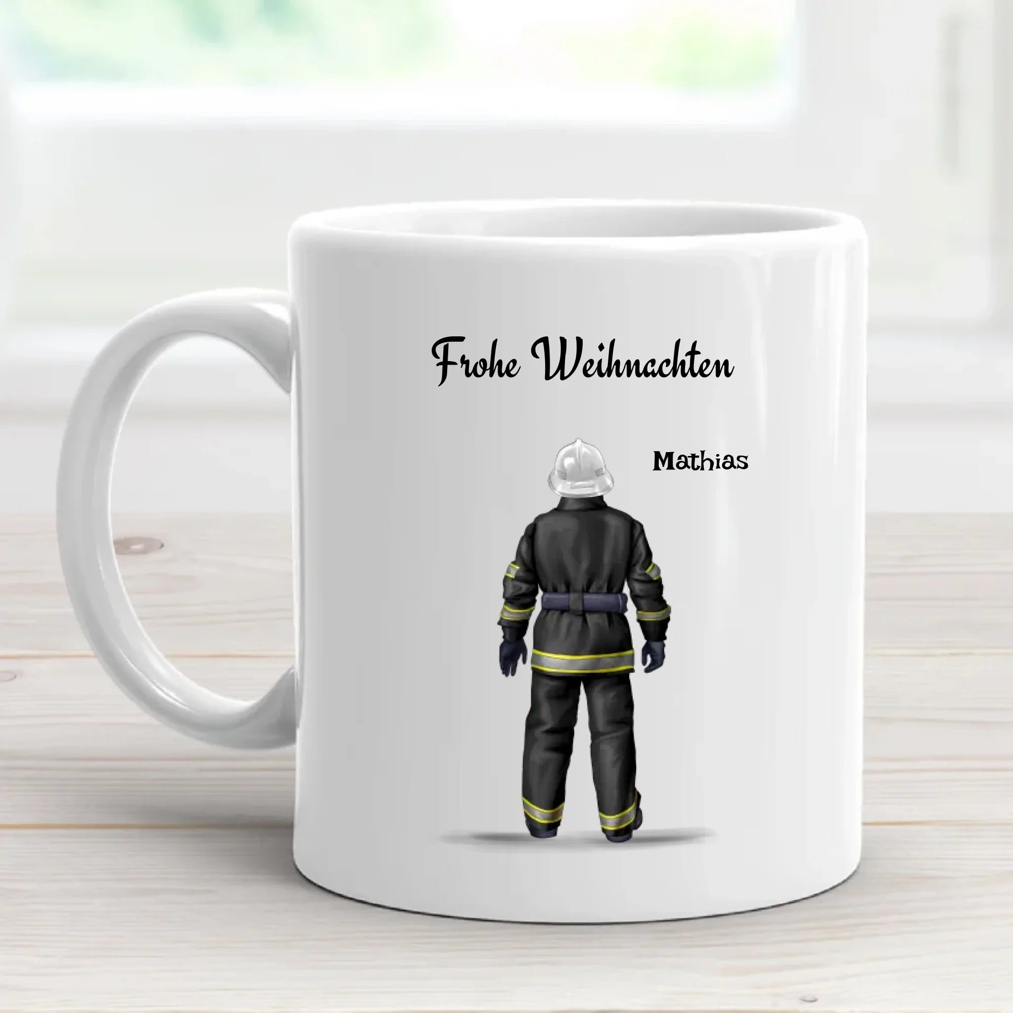 Feuerwehrmann Weihnachtstasse Geschenk personalisiert - Cantty