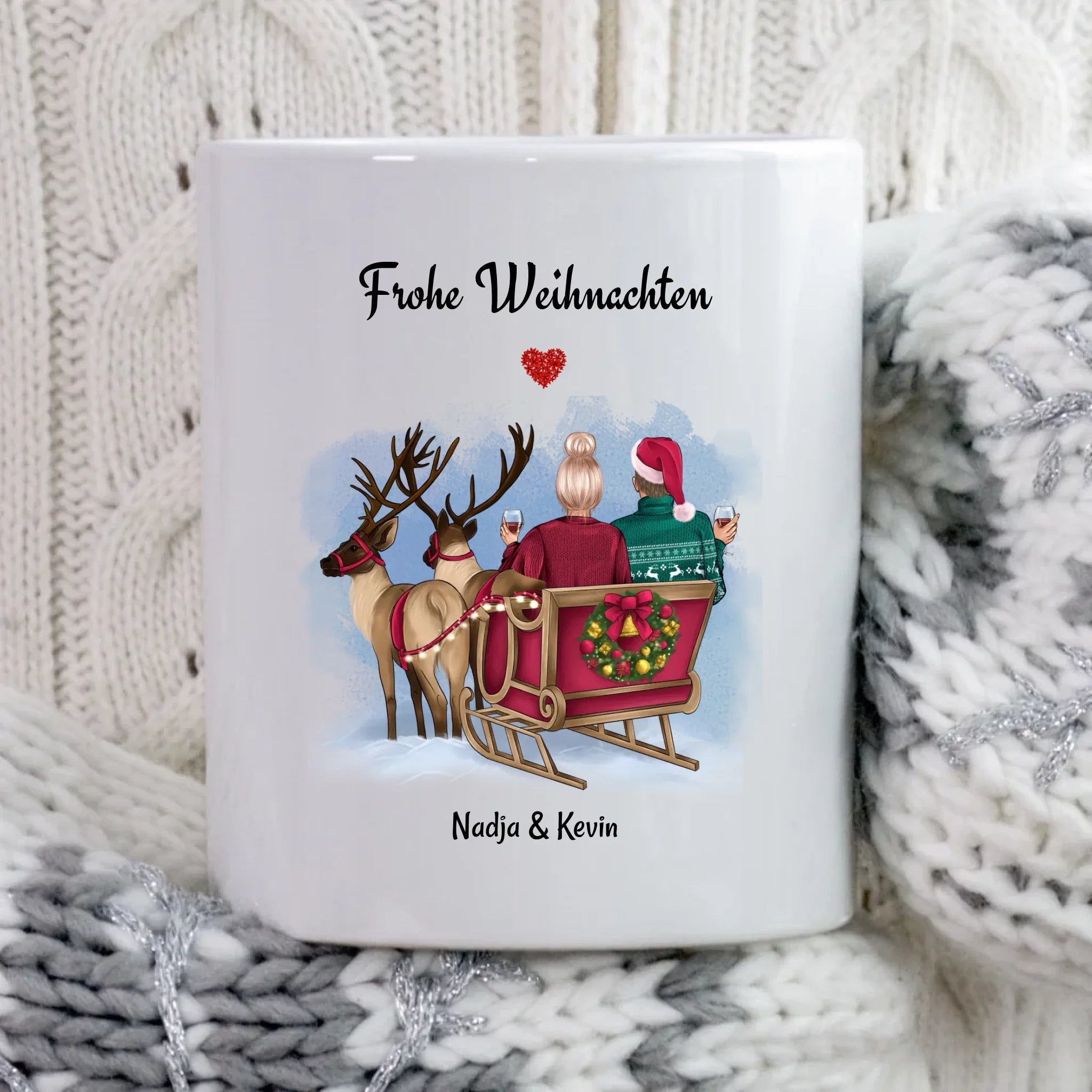 Freund & Freundin Bild Tasse Geschenk Weihnachten personalisiert - Cantty
