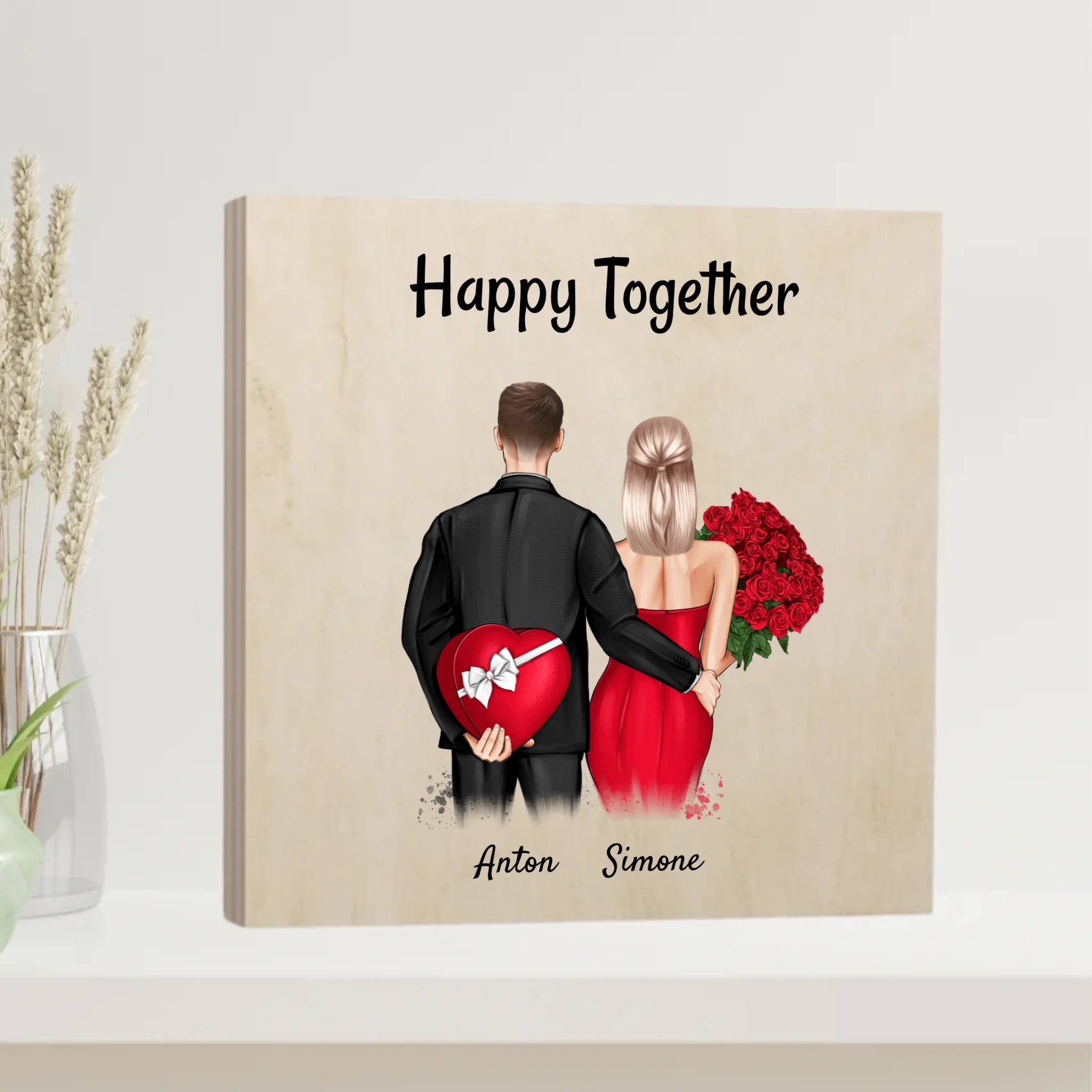 Freund Freundin Jahrestag Holzbild Geschenk - Cantty