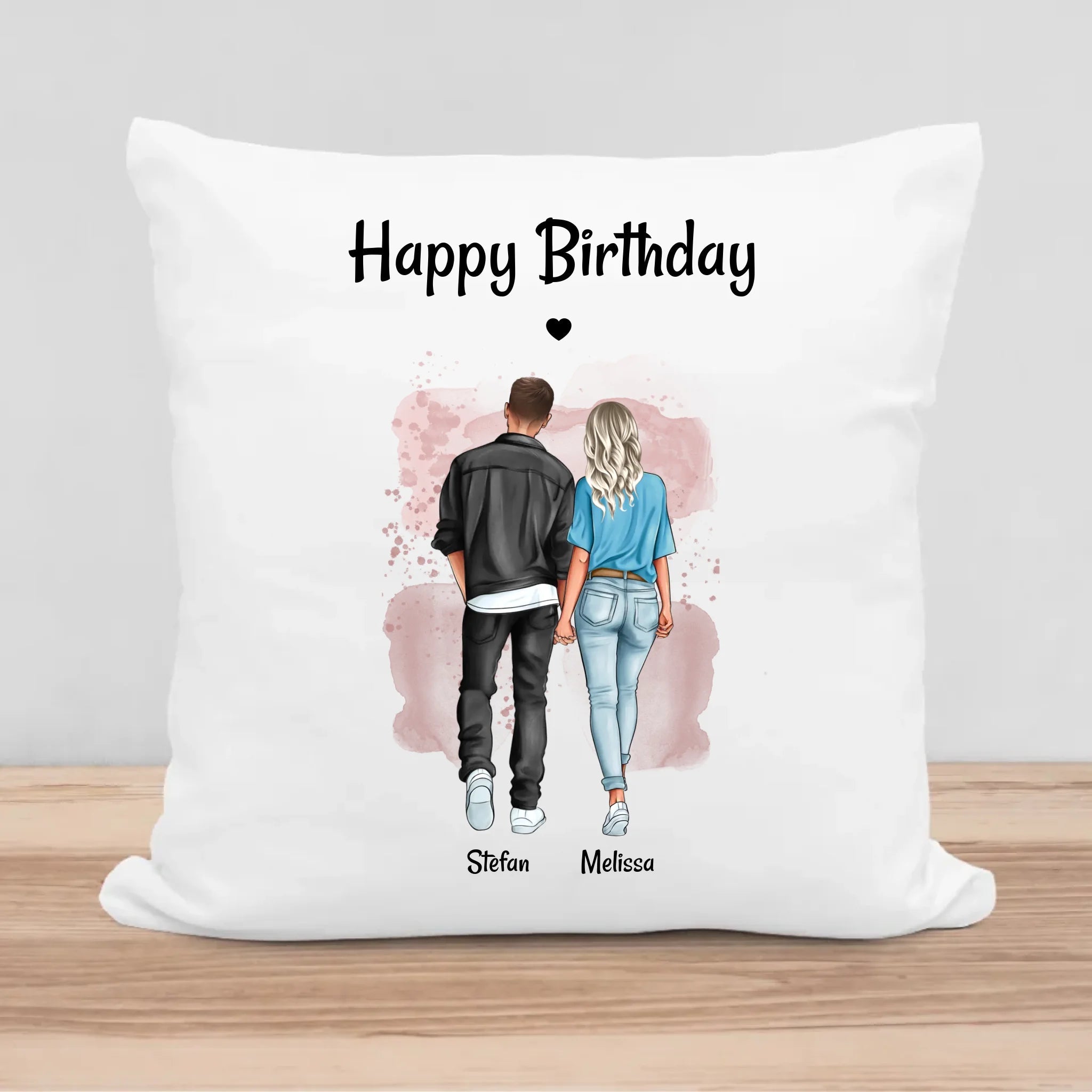 Freundin Geburtstagsgeschenk Kissen personalisiert mit Pärchen Bild - Cantty