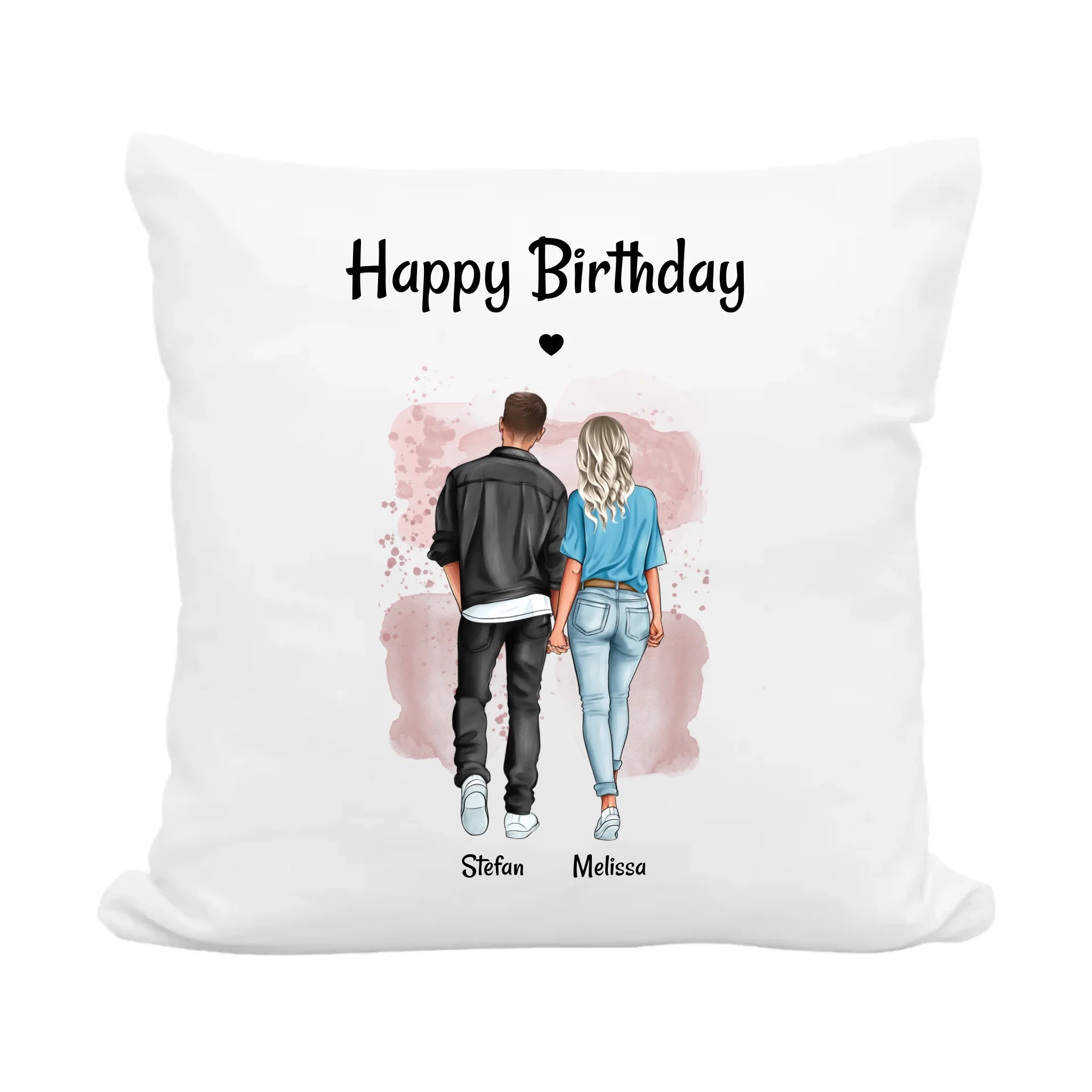 Freundin Geburtstagsgeschenk Kissen personalisiert mit Pärchen Bild - Cantty