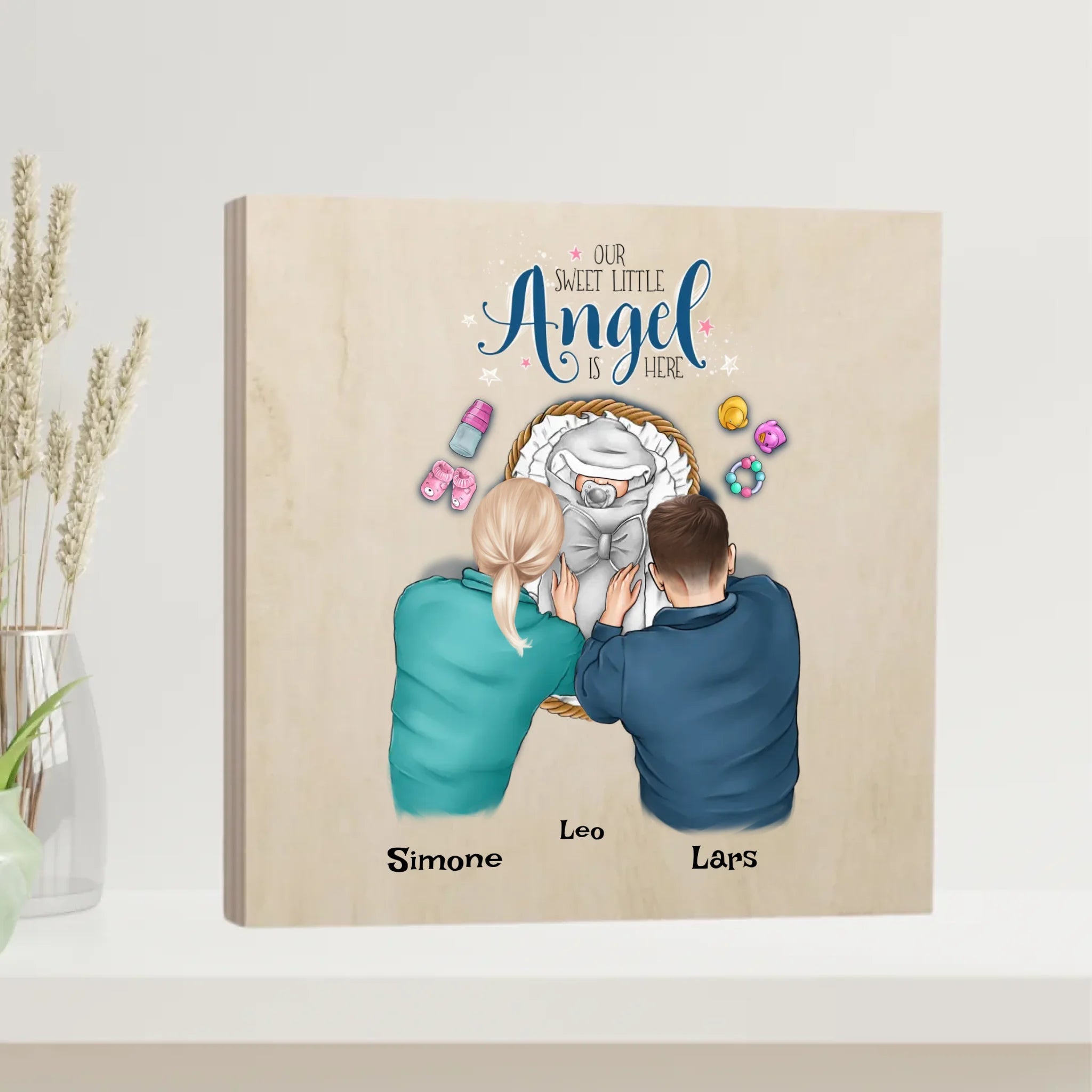 Geburtsgeschenk Holzbild Baby Mädchen Junge - Cantty