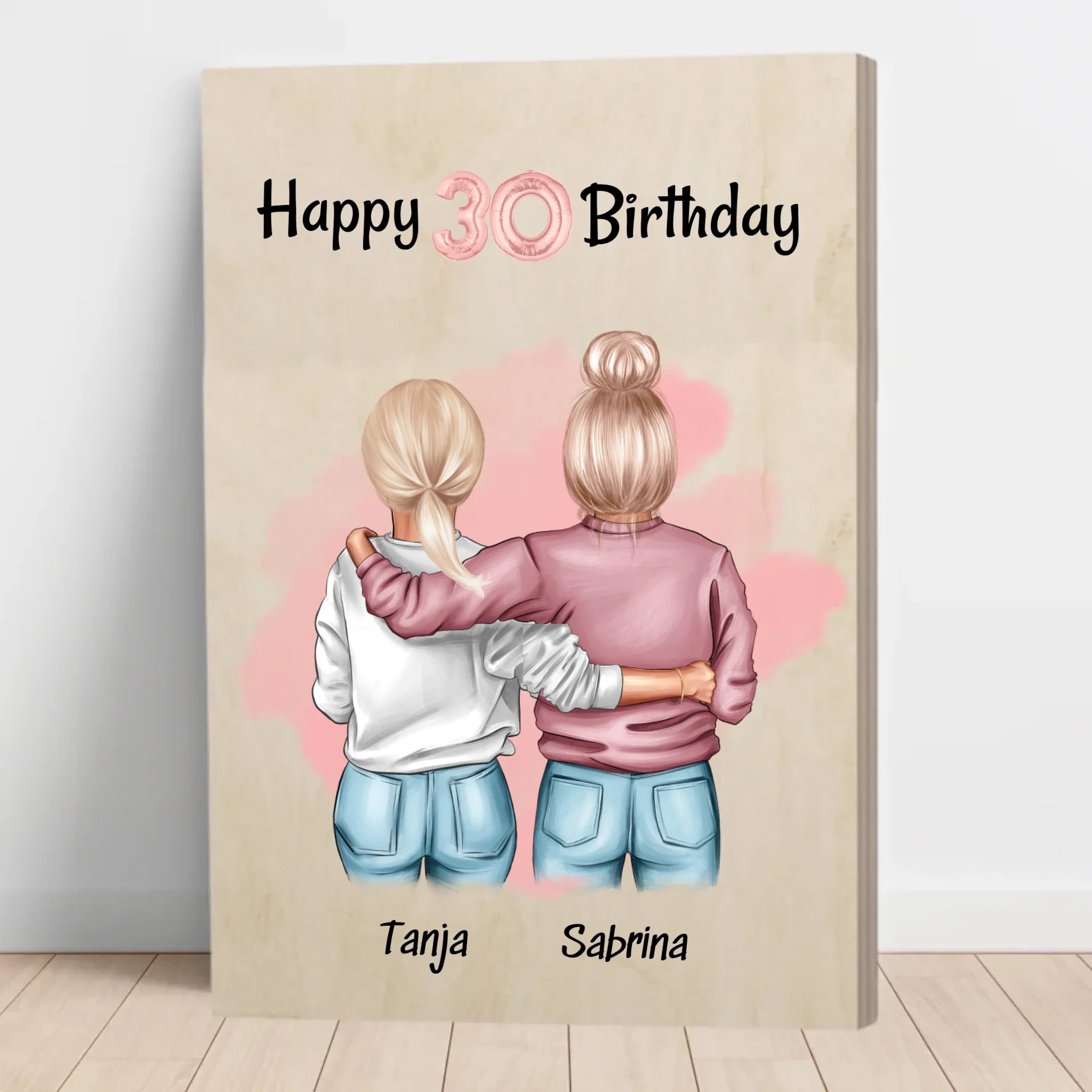 Geburtstagsgeschenk für Schwester Holzdruck Bild personalisiert - Cantty