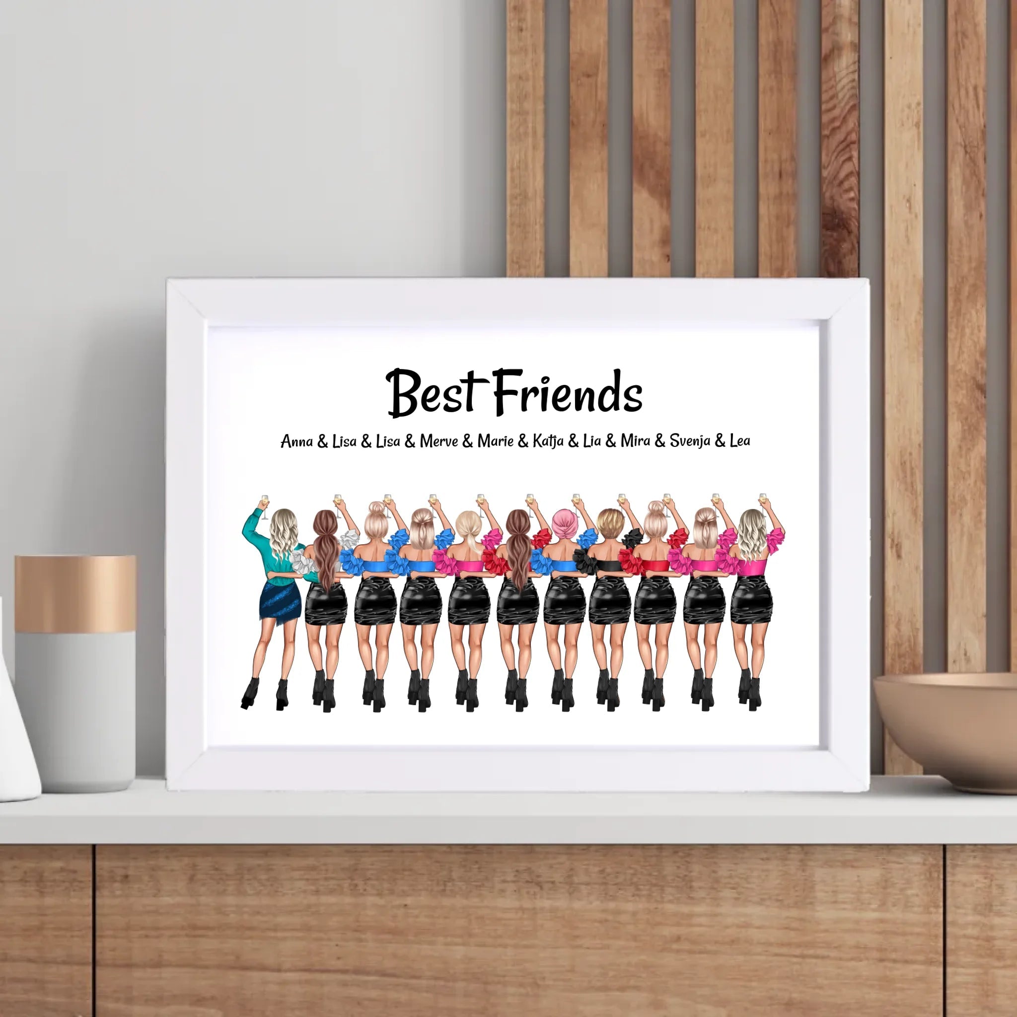 Geschenk 11 Freundinnen Bild personalisiert zum Geburtstag oder JGA - Cantty