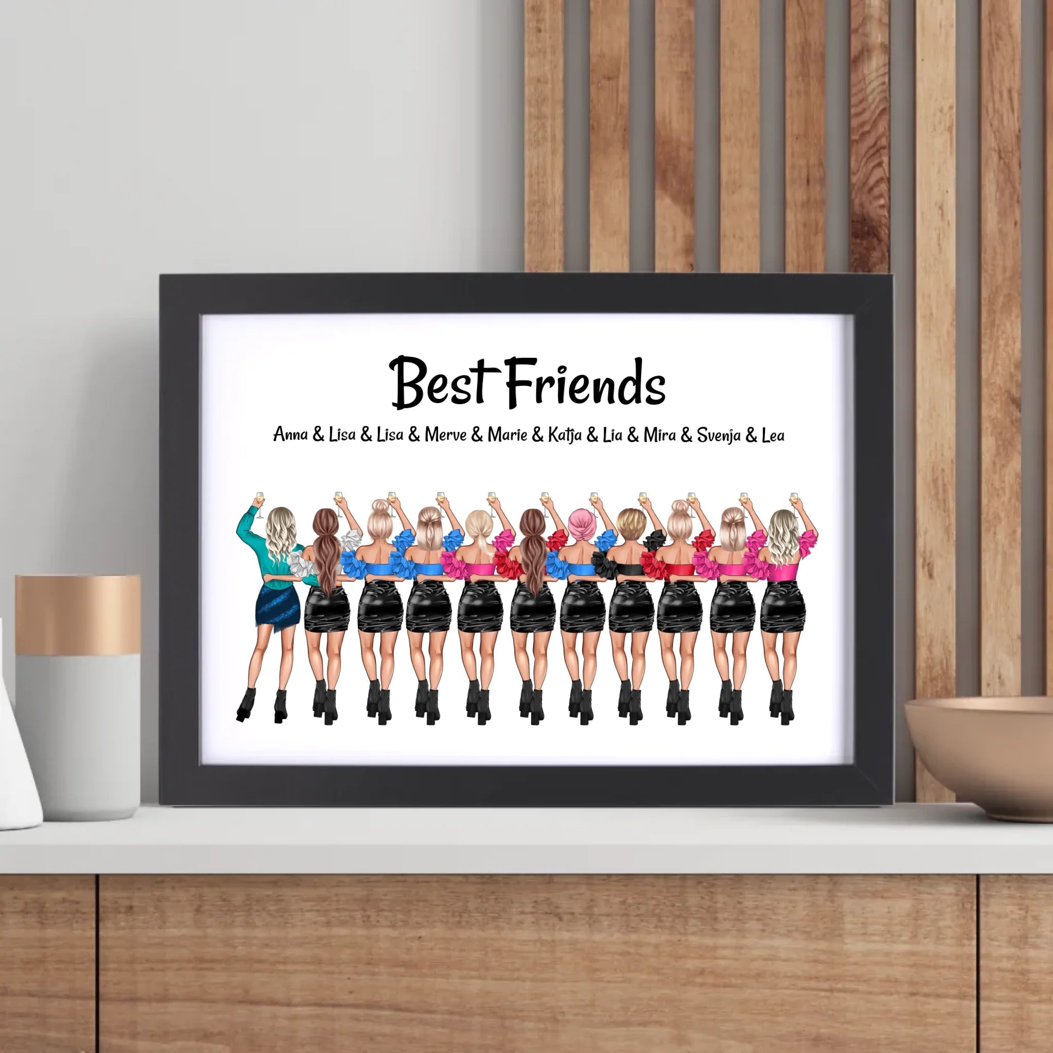 Geschenk 11 Freundinnen Bild personalisiert zum Geburtstag oder JGA - Cantty