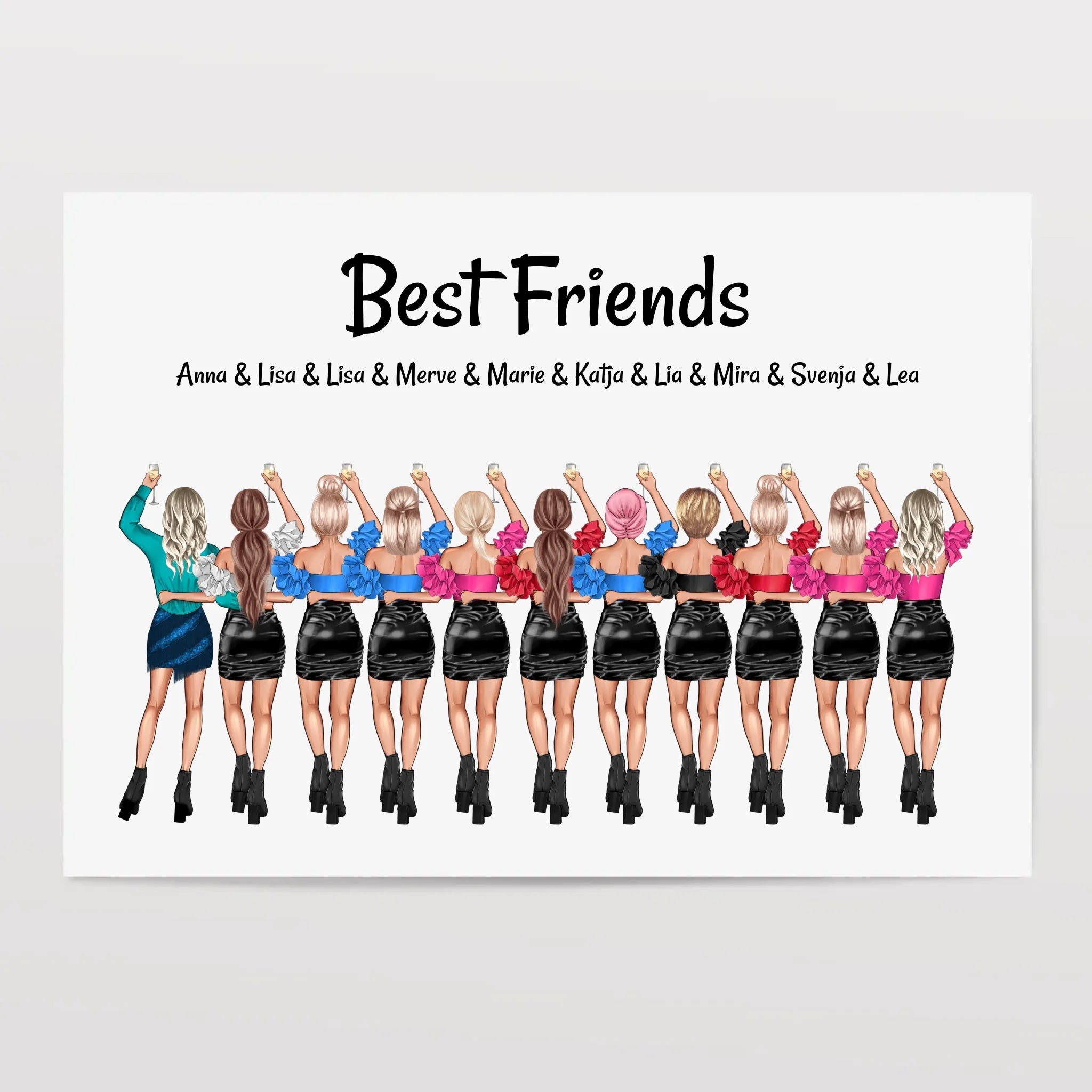 Geschenk 11 Freundinnen Bild personalisiert zum Geburtstag oder JGA - Cantty