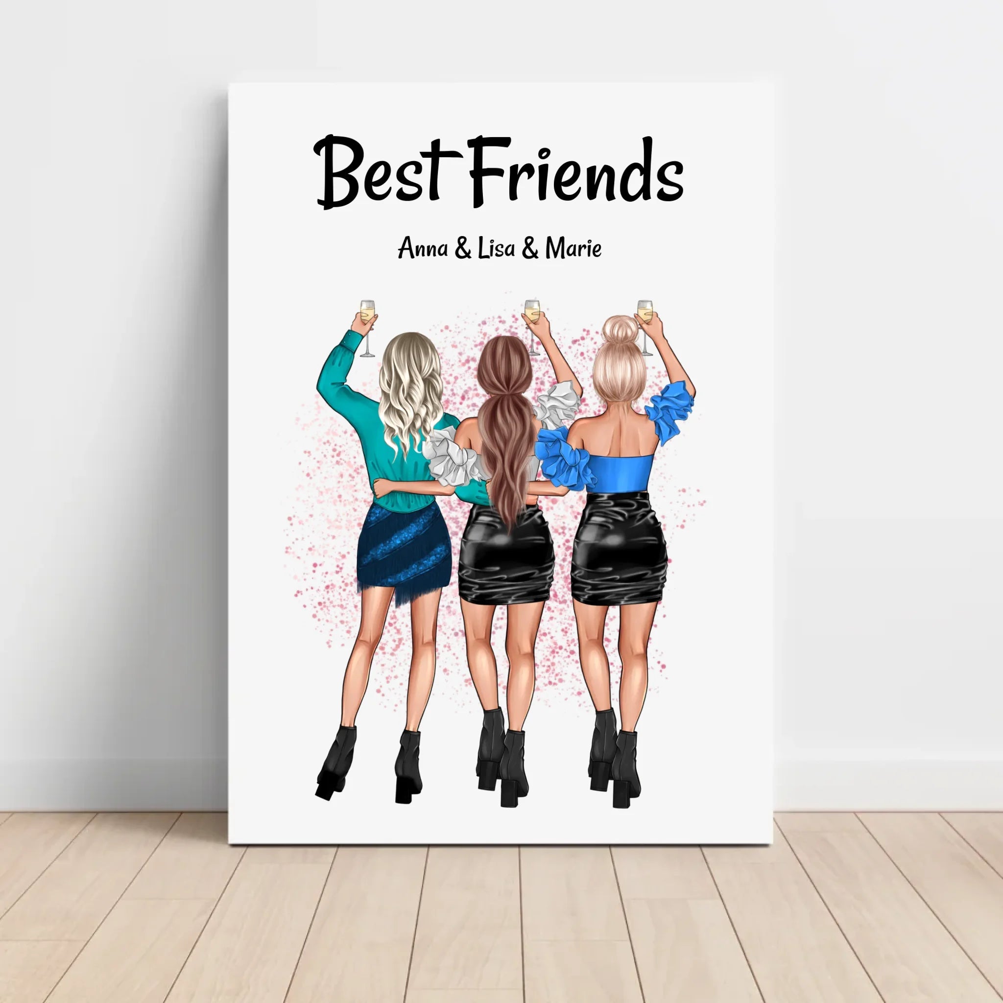 Geschenk 3 Freundinnen Poster personalisiert - Cantty