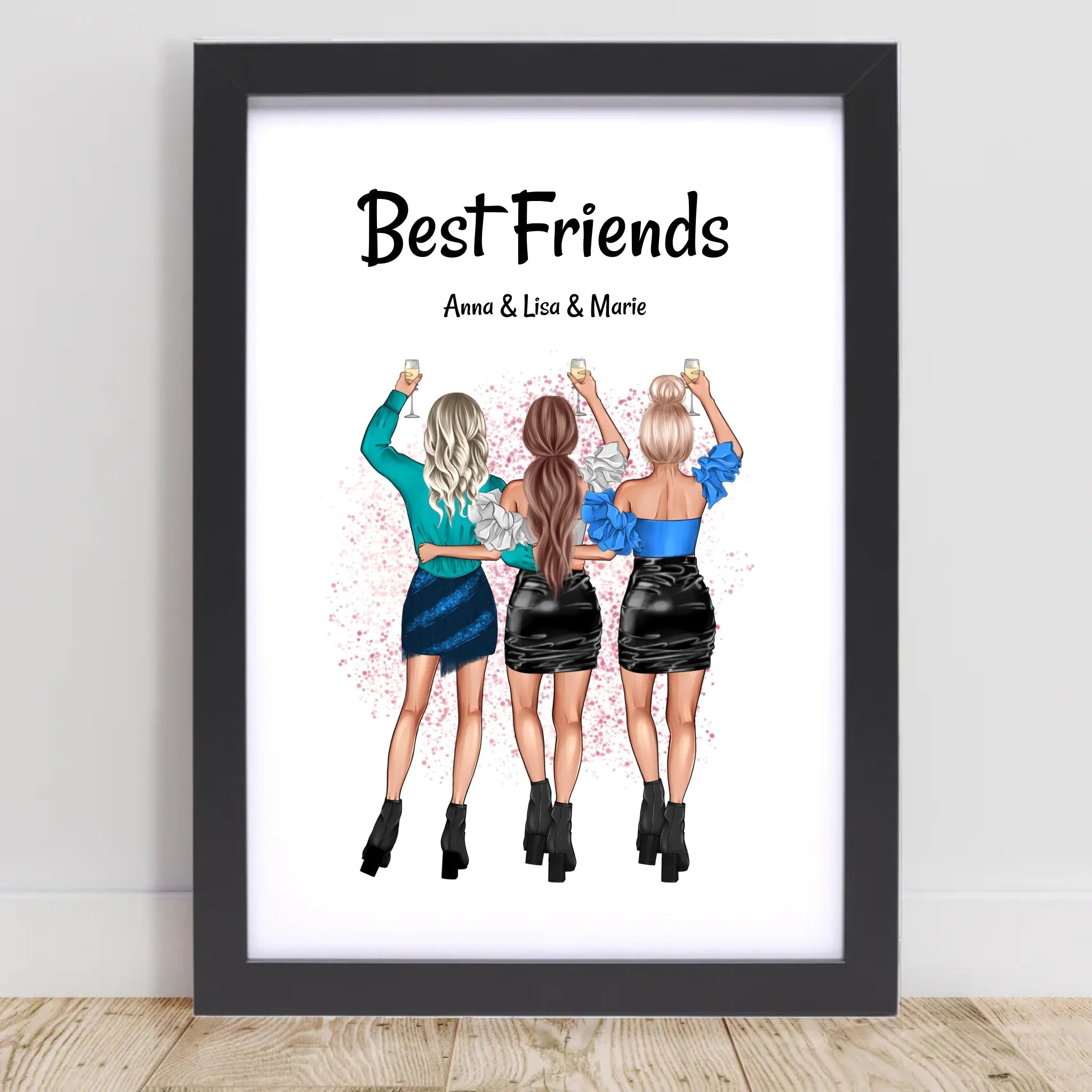 Geschenk 3 Freundinnen Poster personalisiert - Cantty