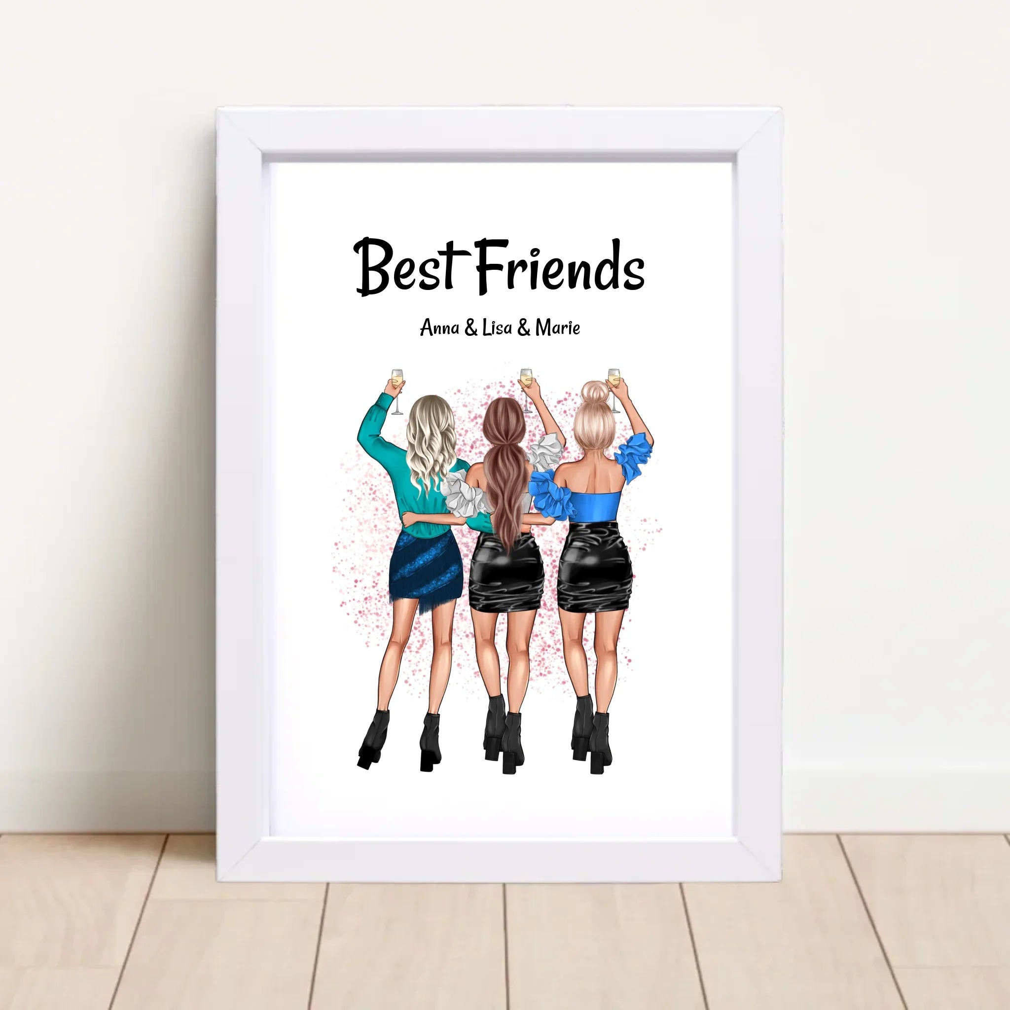 Geschenk 3 Freundinnen Poster personalisiert - Cantty