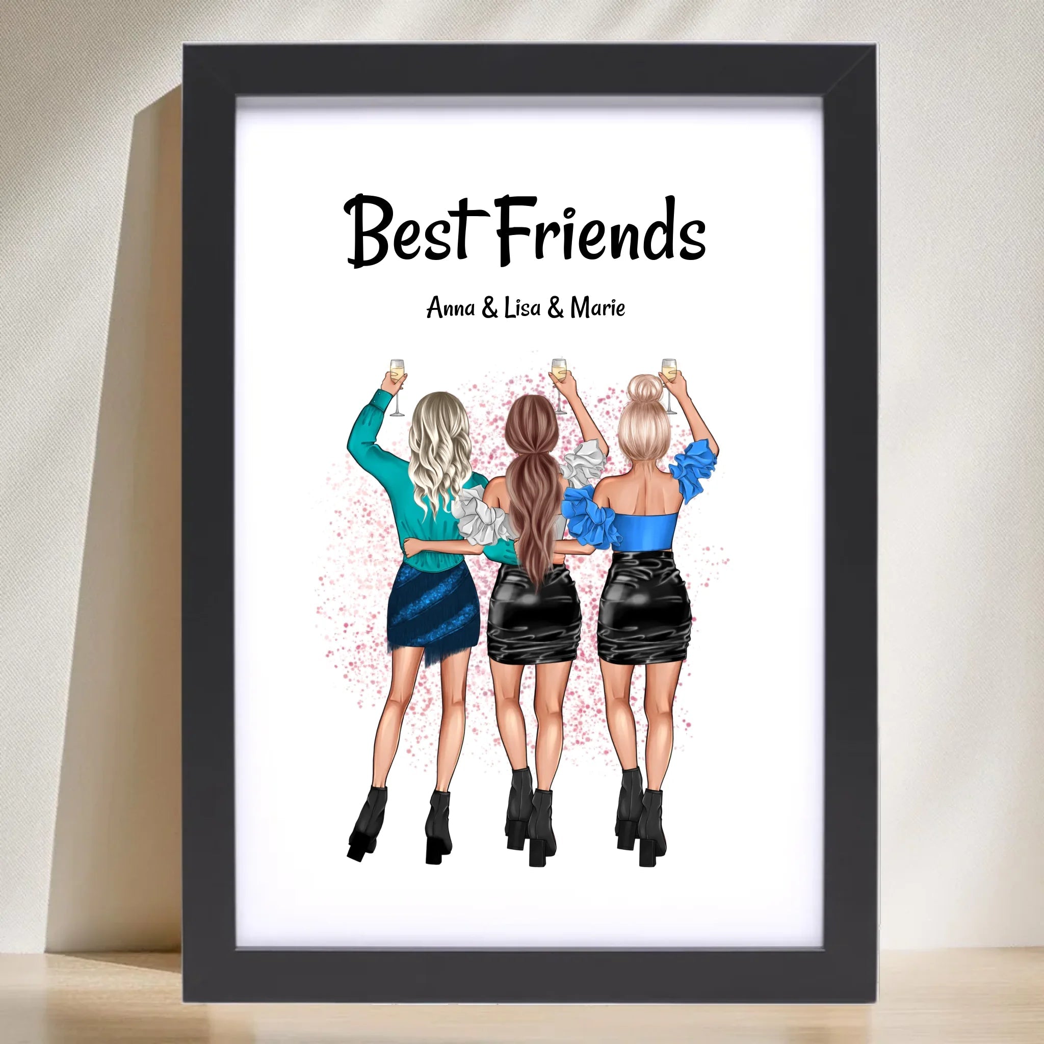 Geschenk 3 Freundinnen Poster personalisiert - Cantty