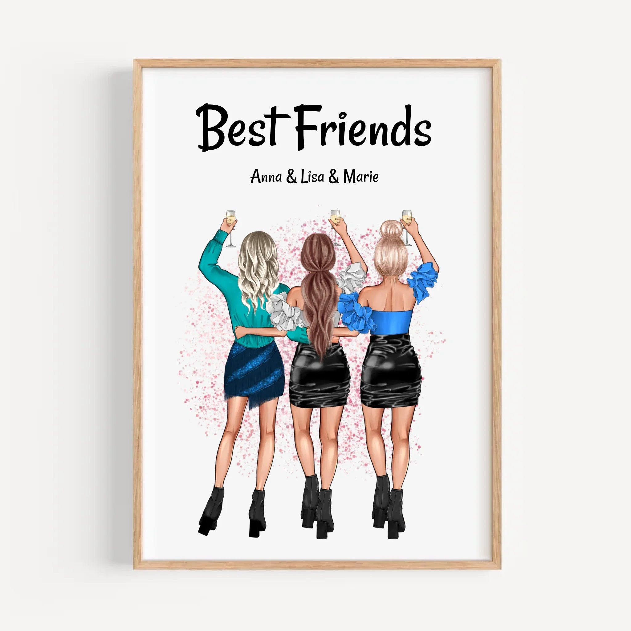 Geschenk 3 Freundinnen Poster personalisiert - Cantty