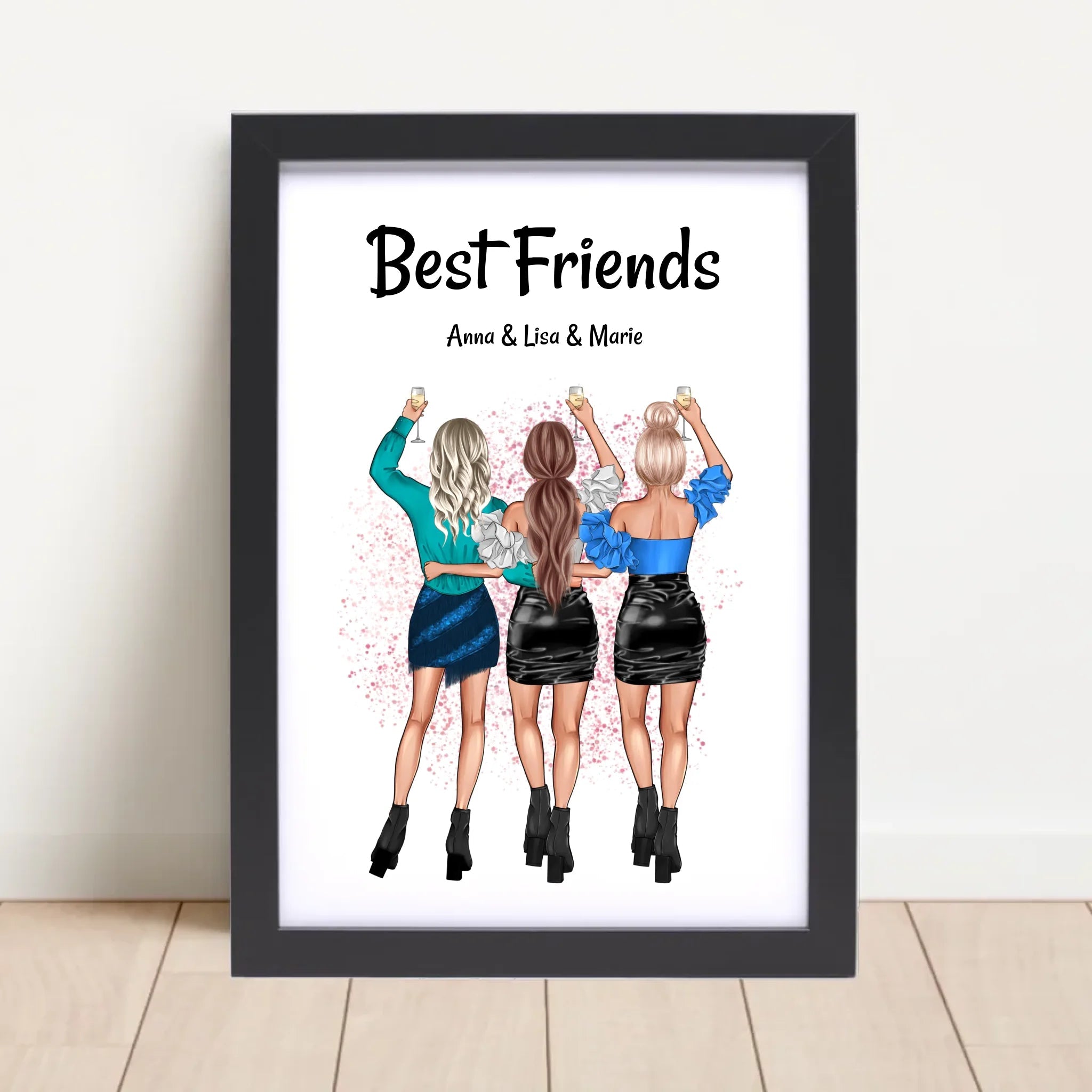 Geschenk 3 Freundinnen Poster personalisiert - Cantty